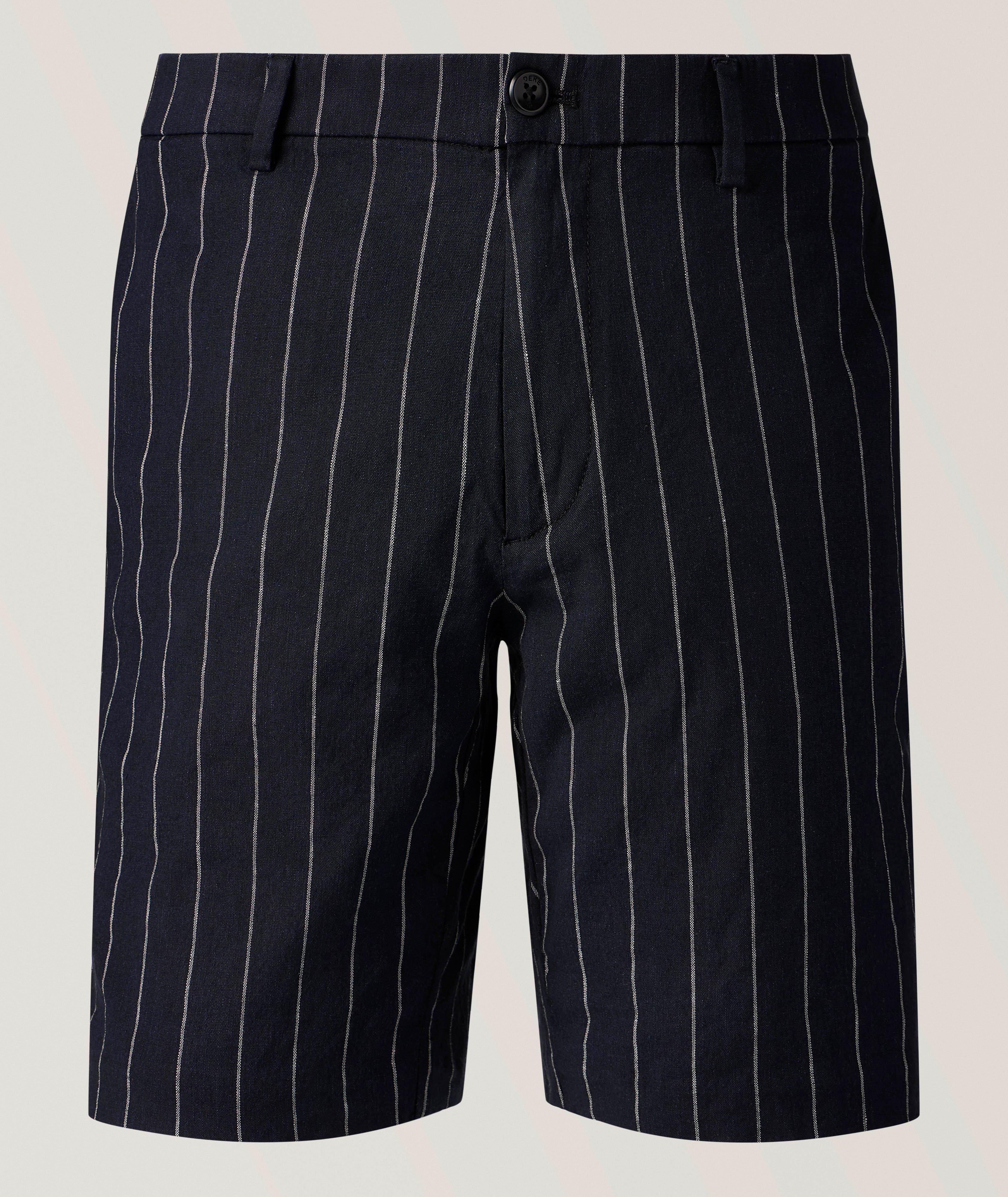 Pinstripe Stretch Linen-Cotton Shorts image 0