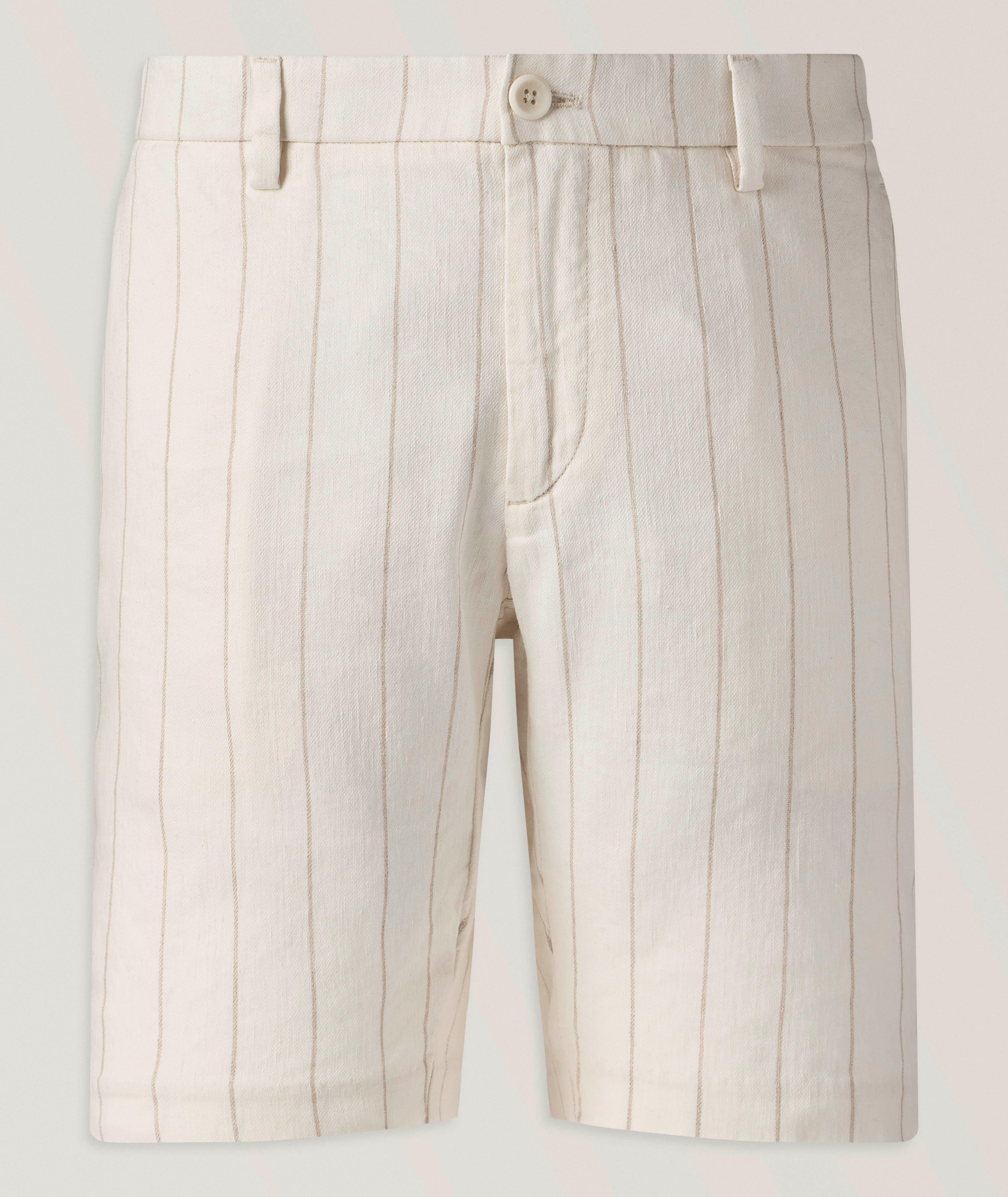 Deke Pinstripe Stretch Linen-Cotton Shorts