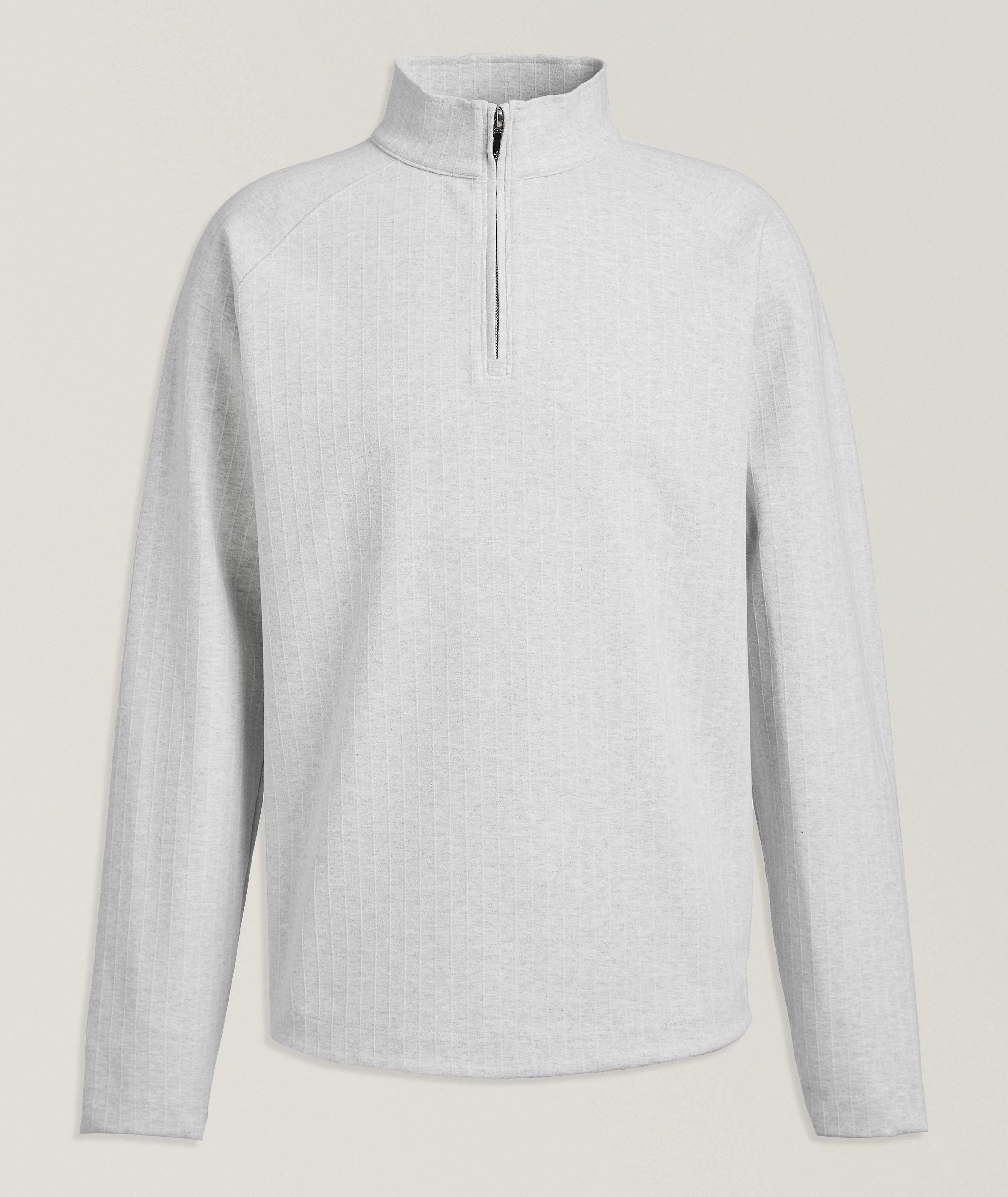 Deke Heathered Pinstripe Quarter-Zip Sweater