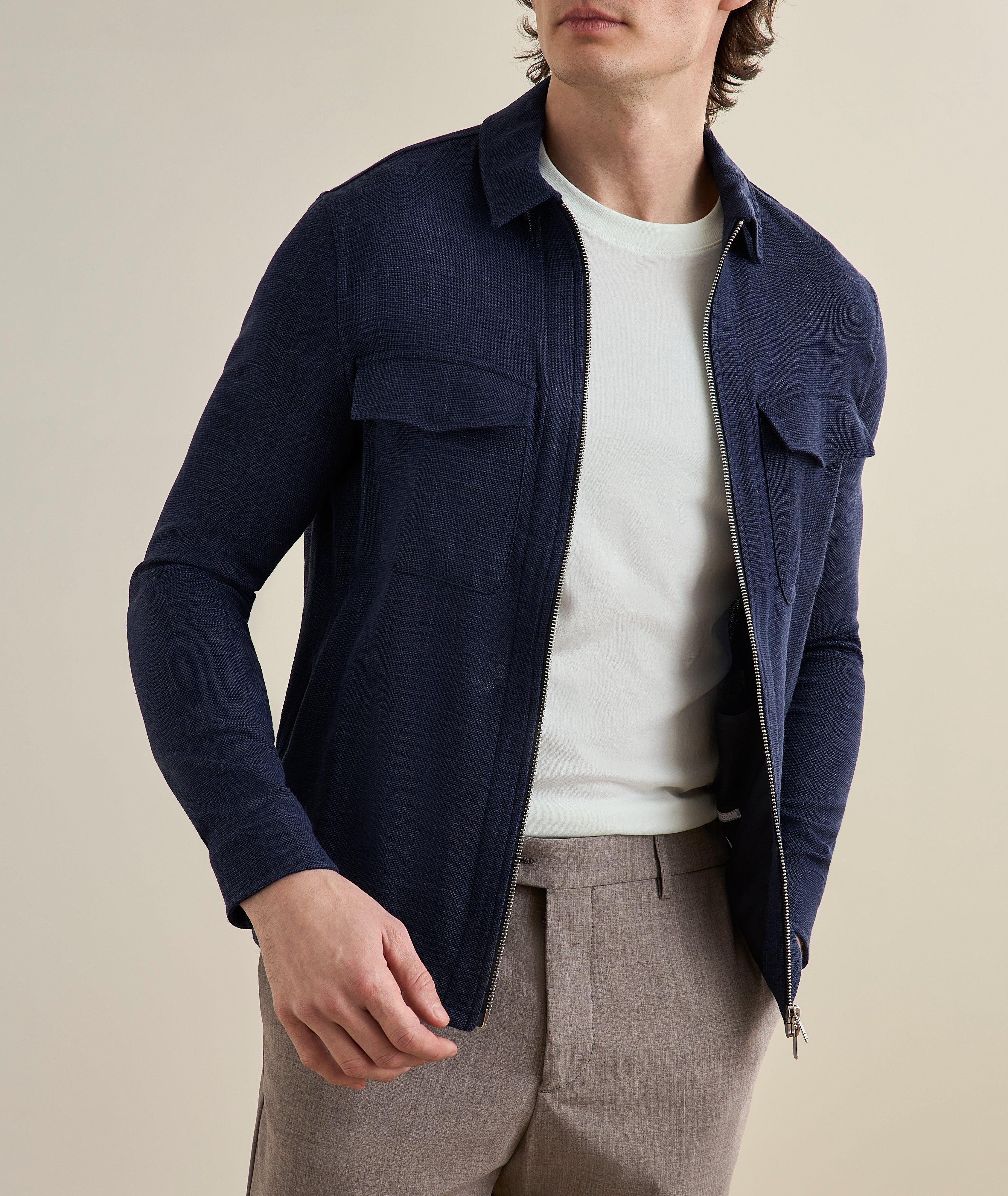Veste chemise mélange laine-lin image 1