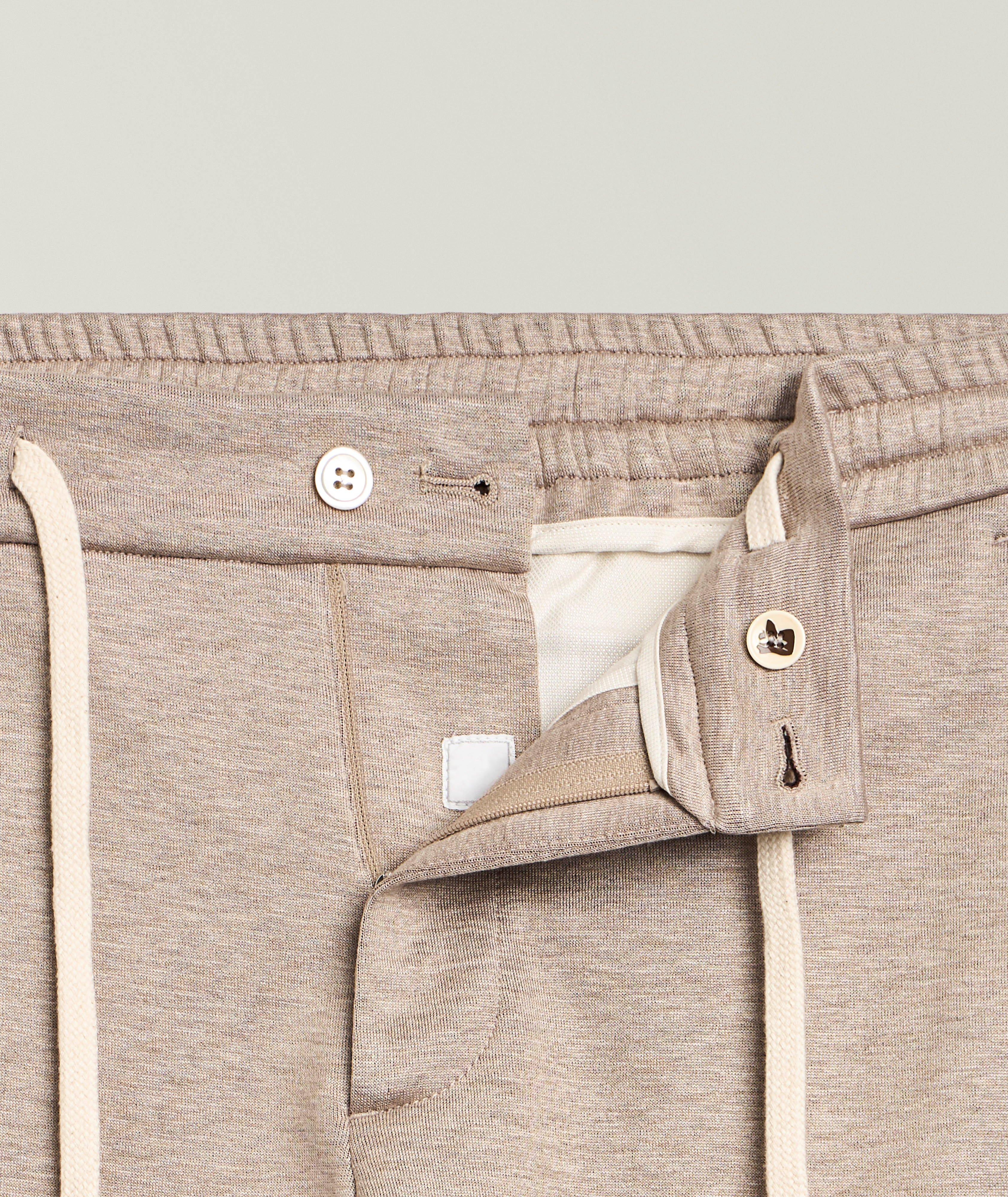 Cotton-Silk Tapered Drawstring Pants image 1