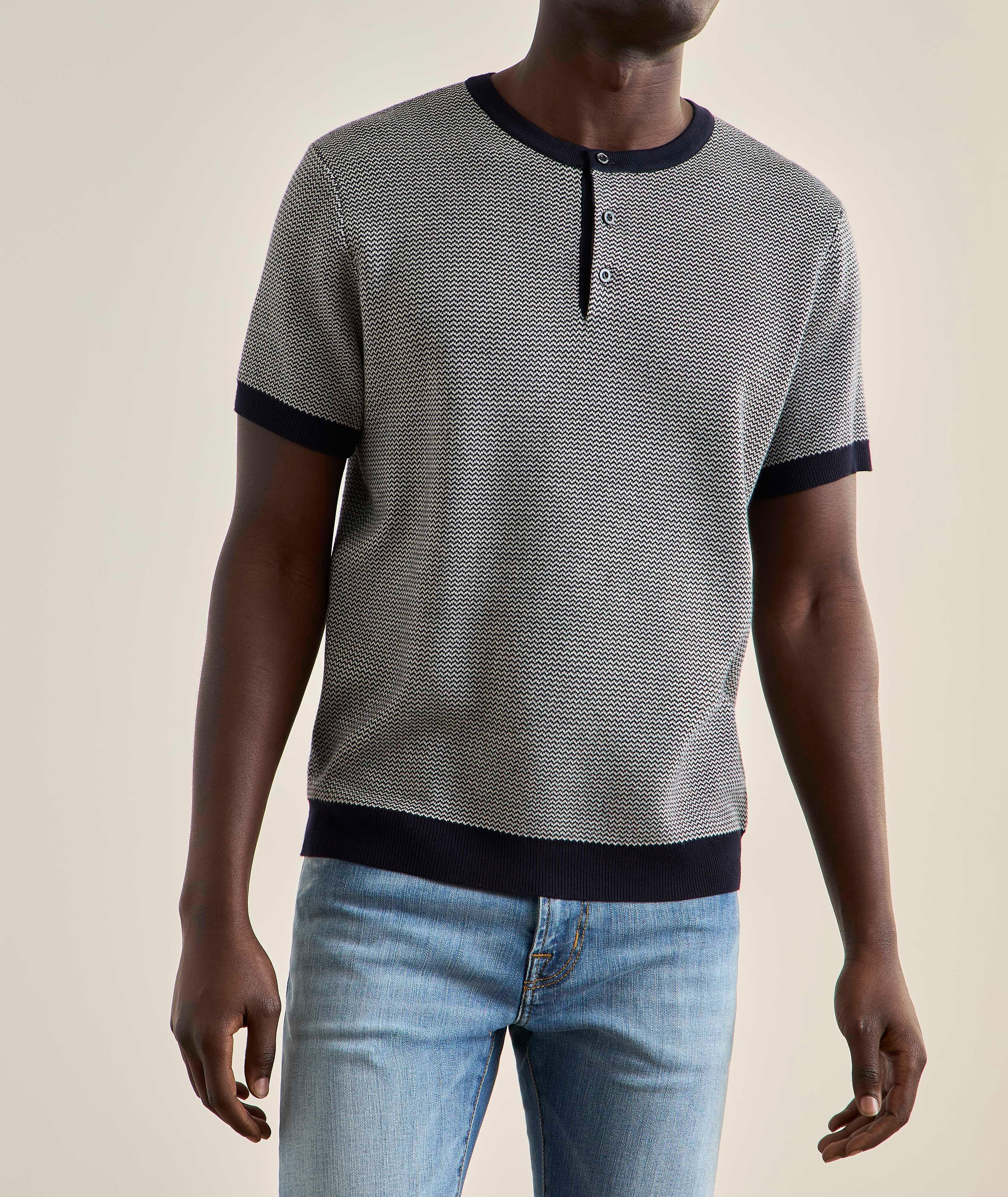 Chevron Textured Knit Henley  image 1