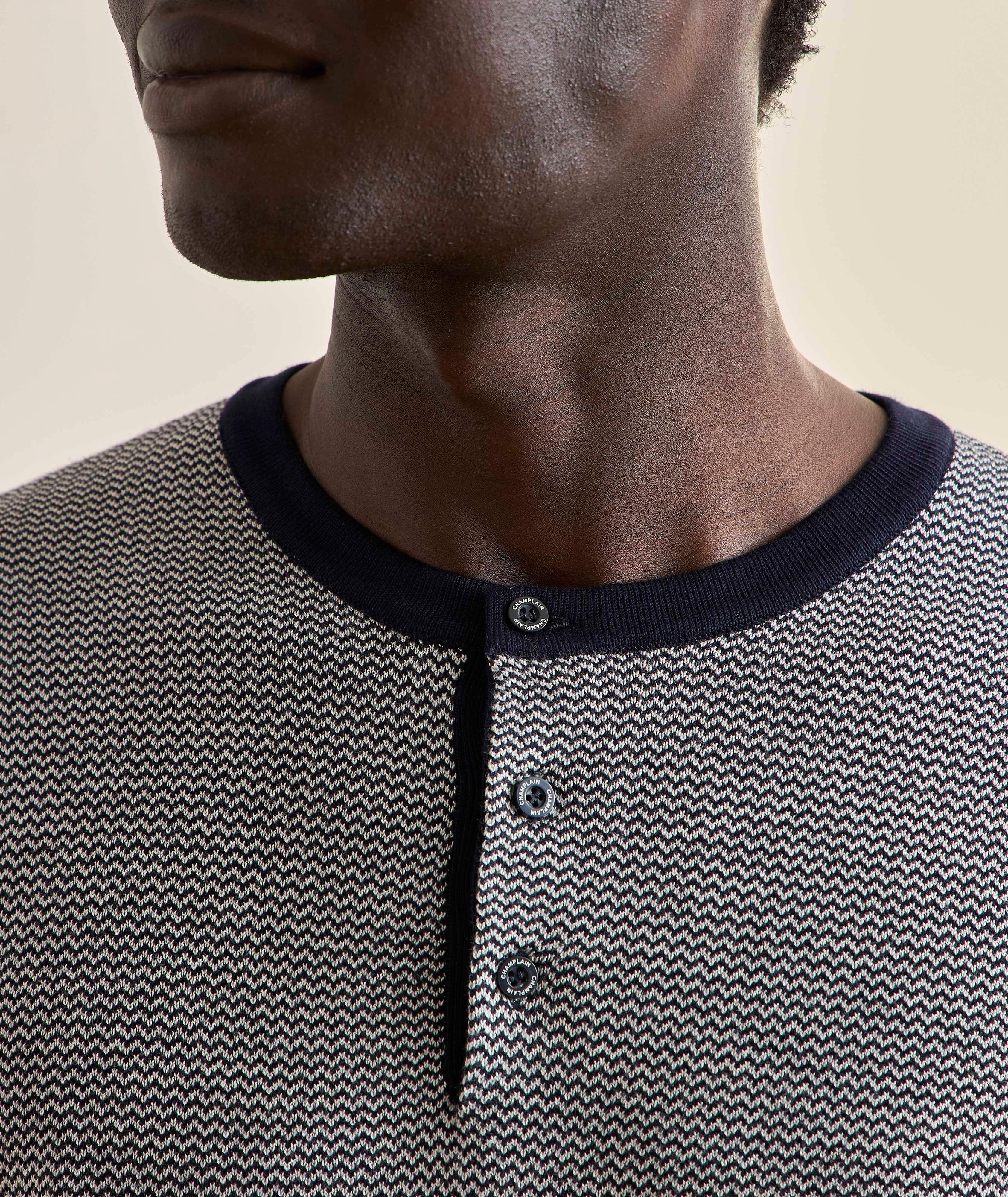 Chevron Textured Knit Henley  image 3