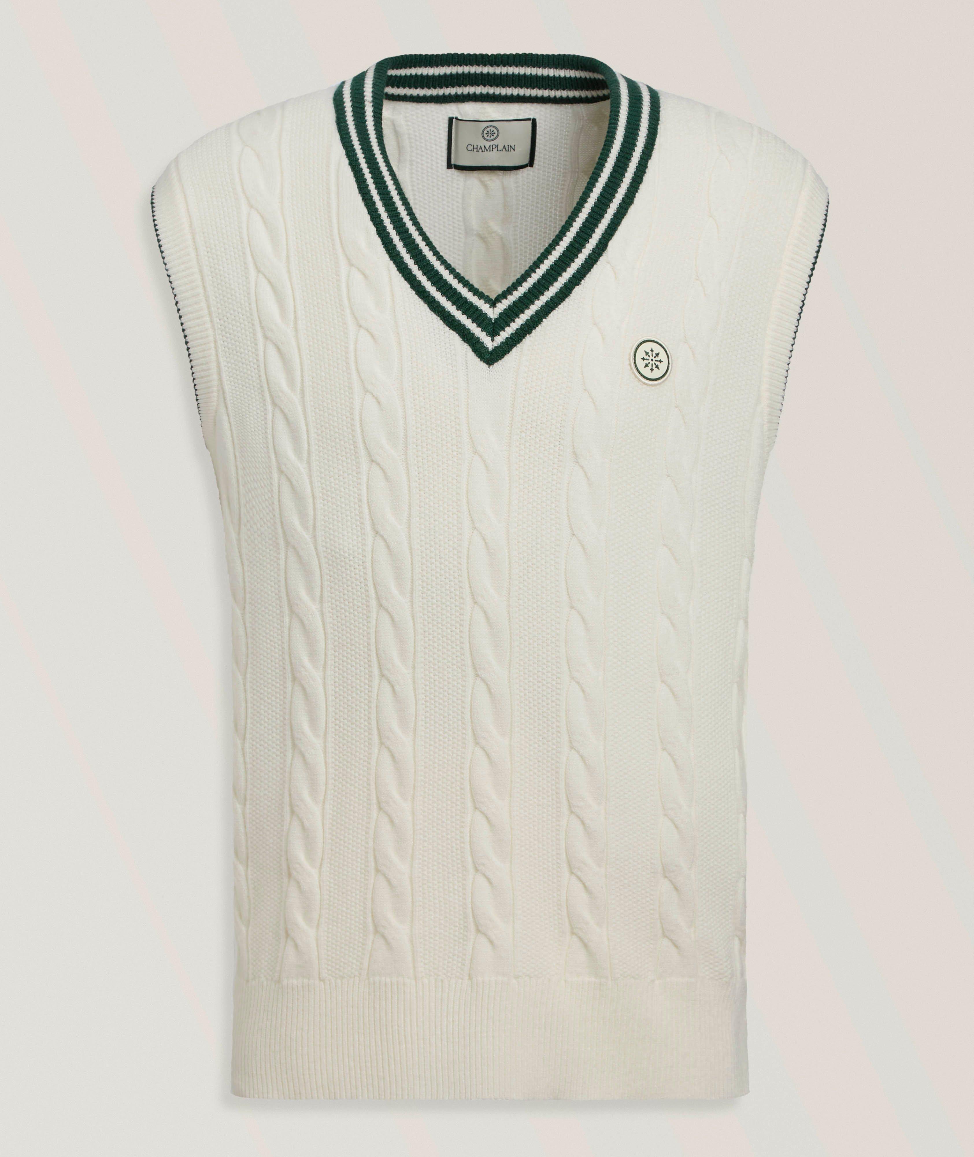 Champlain Varsity Cable Knit Sweater Vest