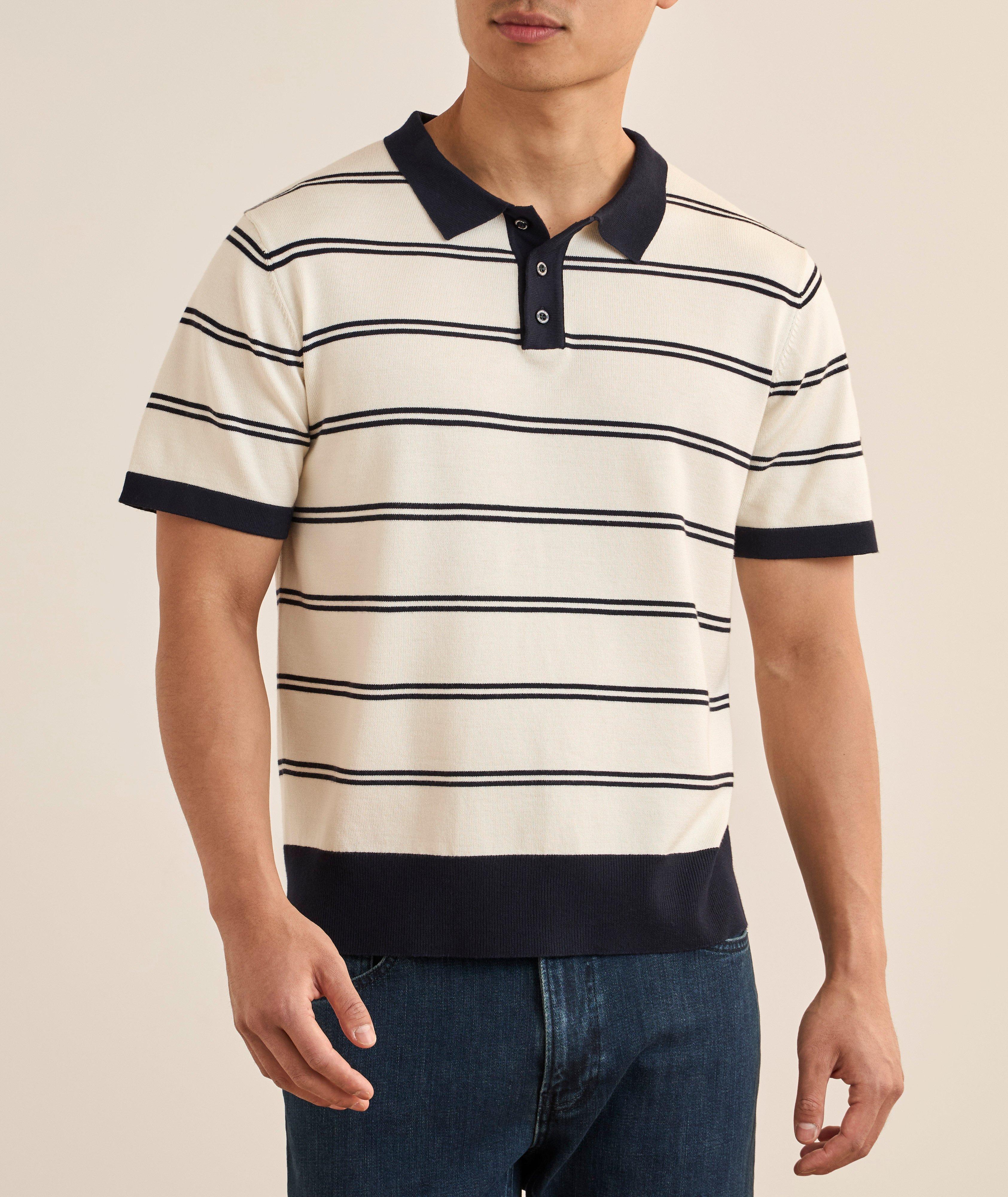 Striped Knit Polo Shirt image 1