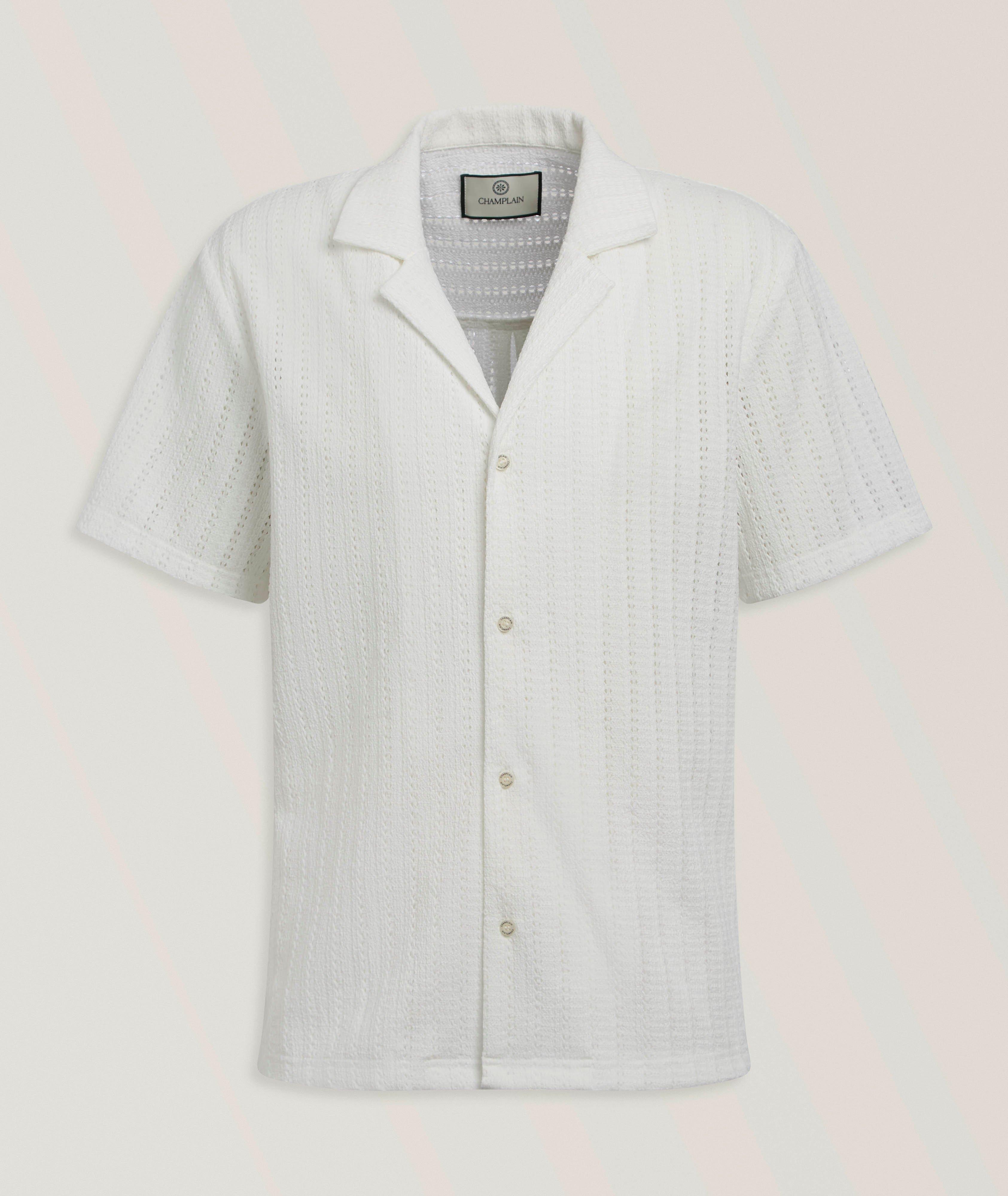 Champlain Crochet Knit Camp Shirt