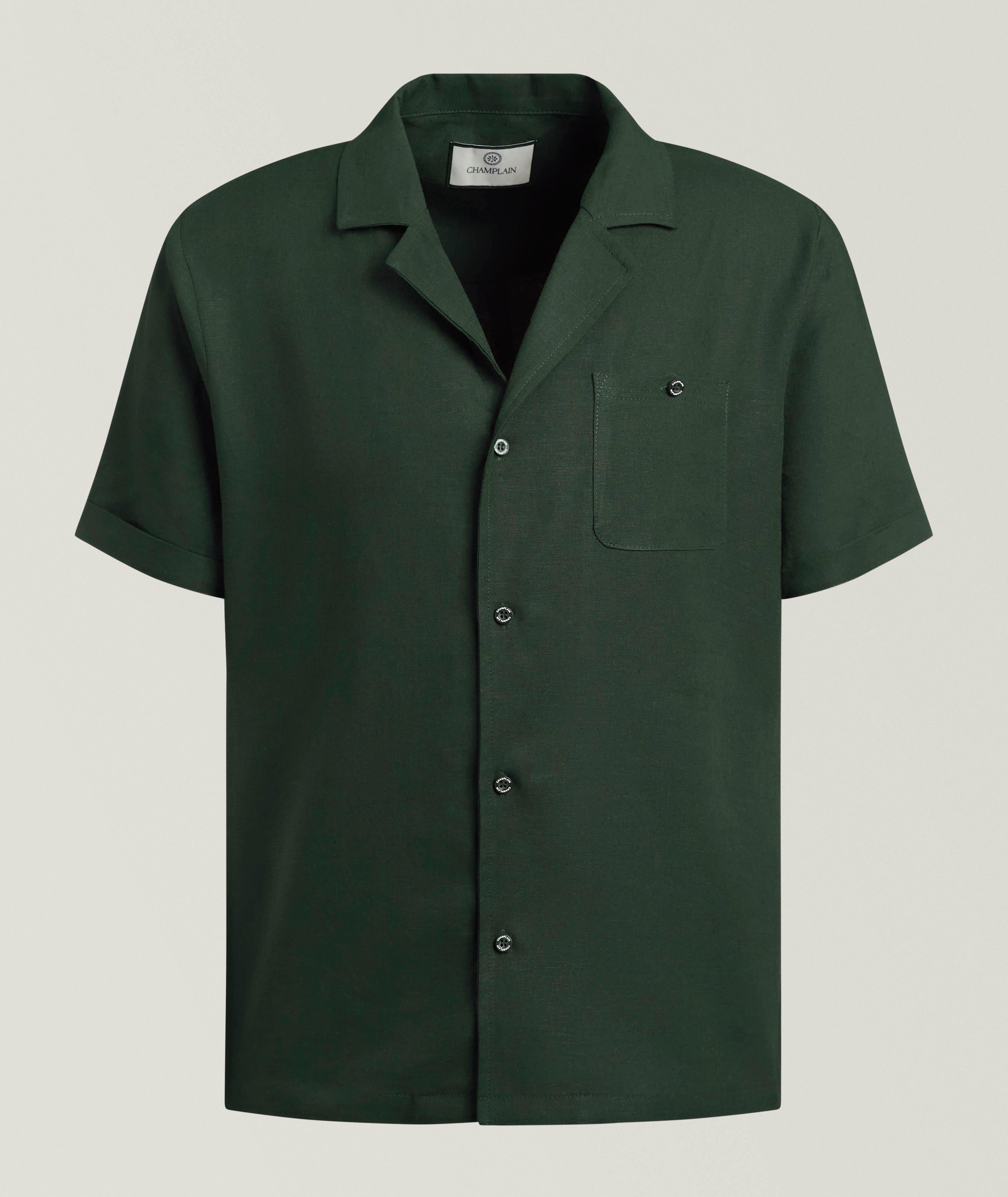 Linen-Blend Camp Shirt image 0