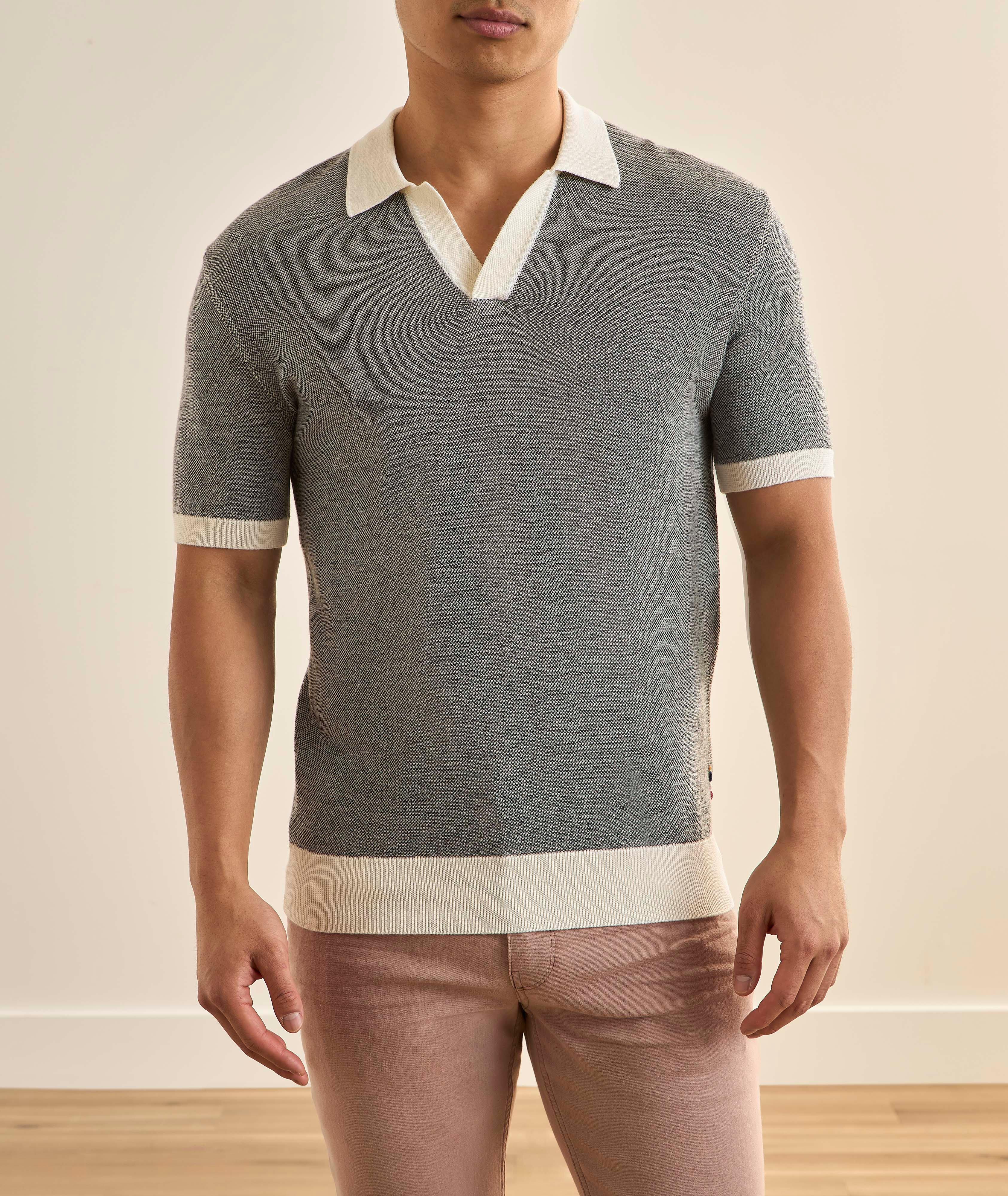 Horton Contrast Merino Wool-Cotton Polo  image 1
