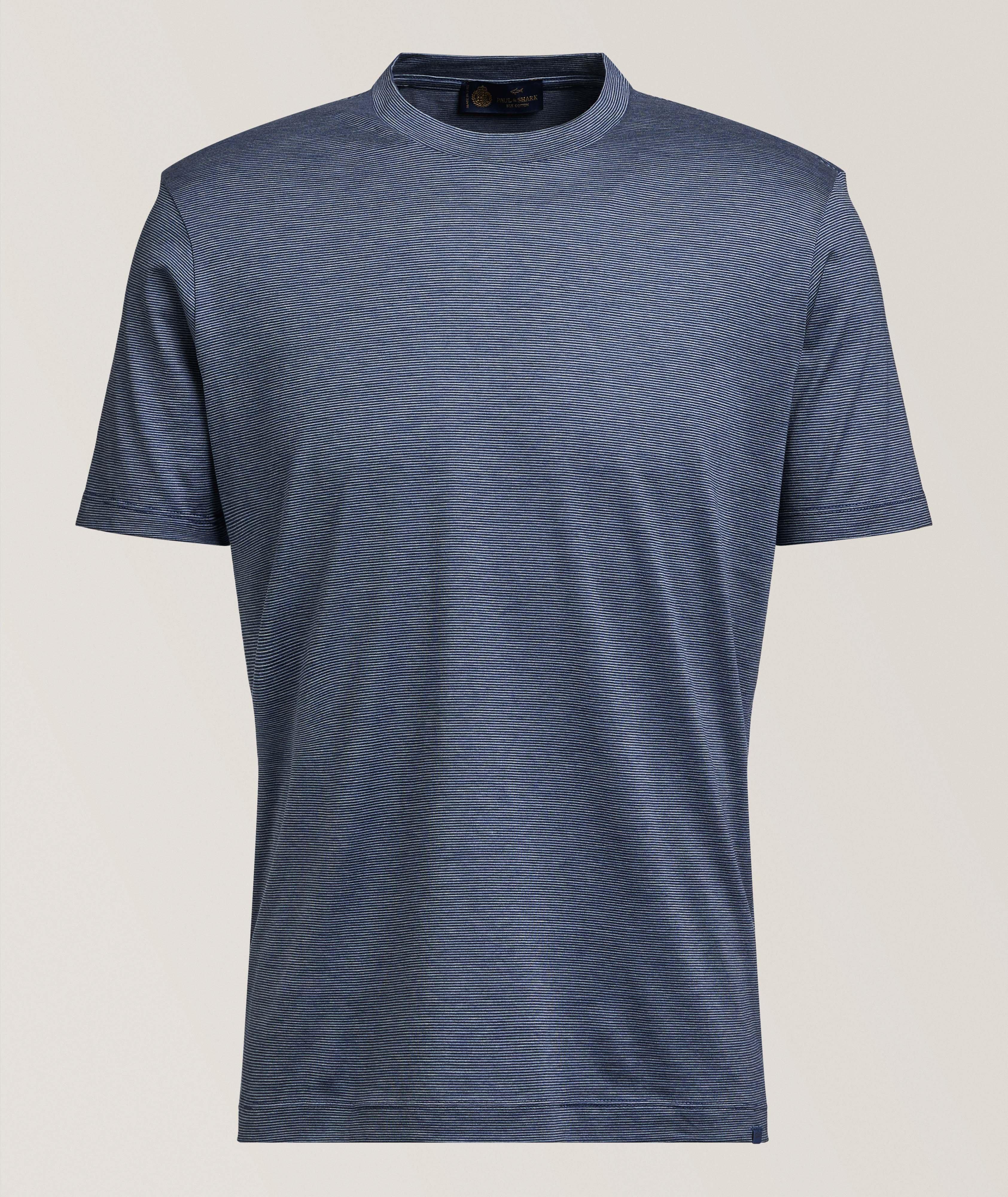 Micro-Stripe Cotton-Silk T-Shirt image 0