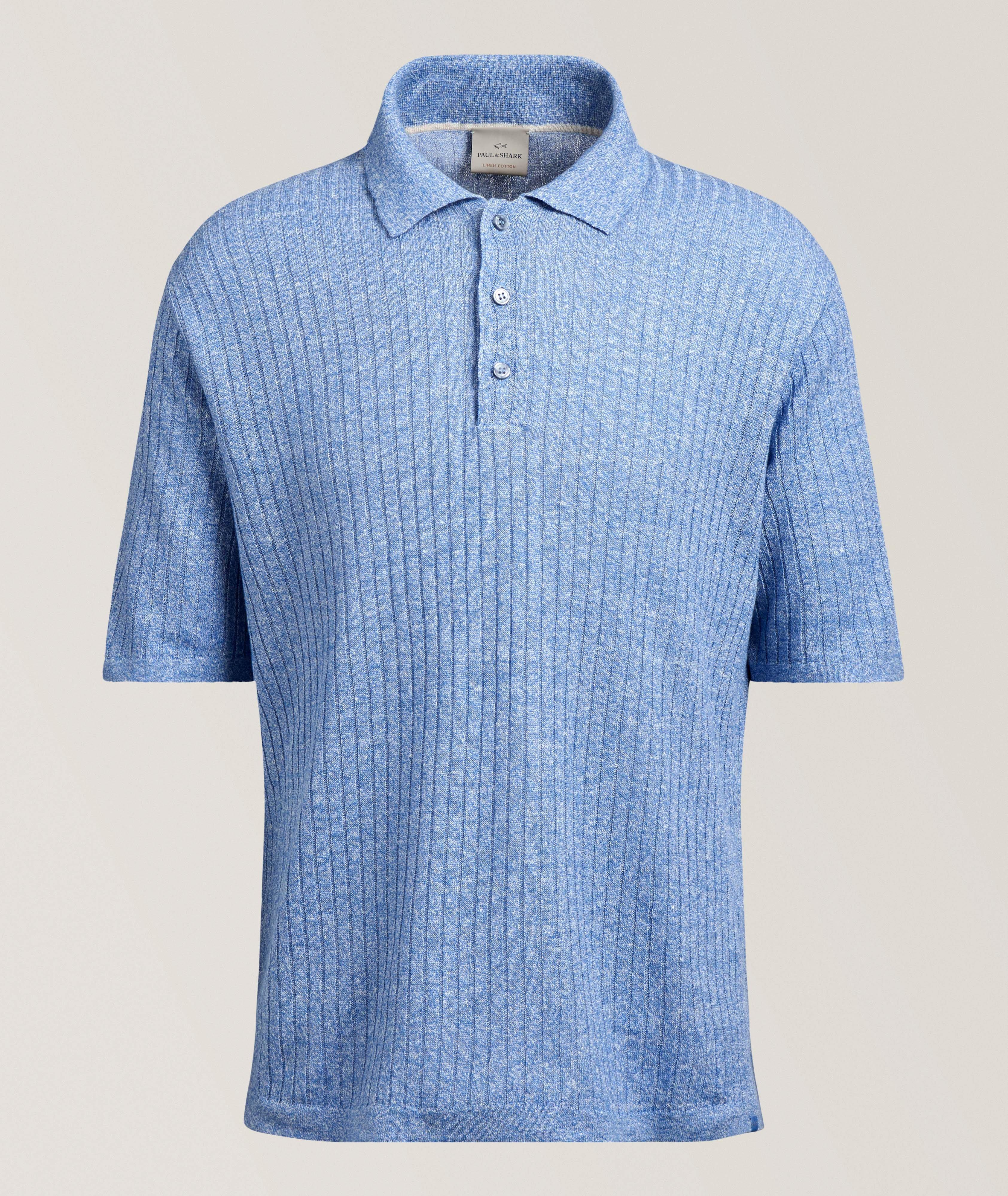 PS LT BLU RIBBED POLO image 0