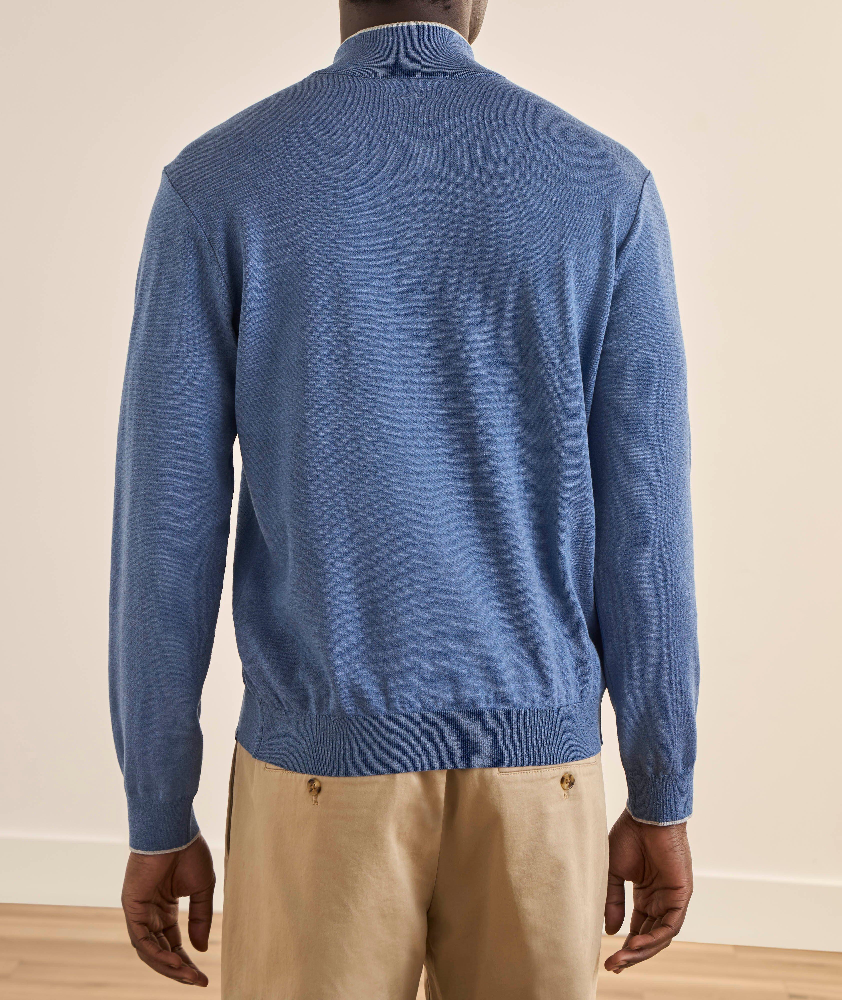 Pull soie-coton quart-zippé liseré   image 2