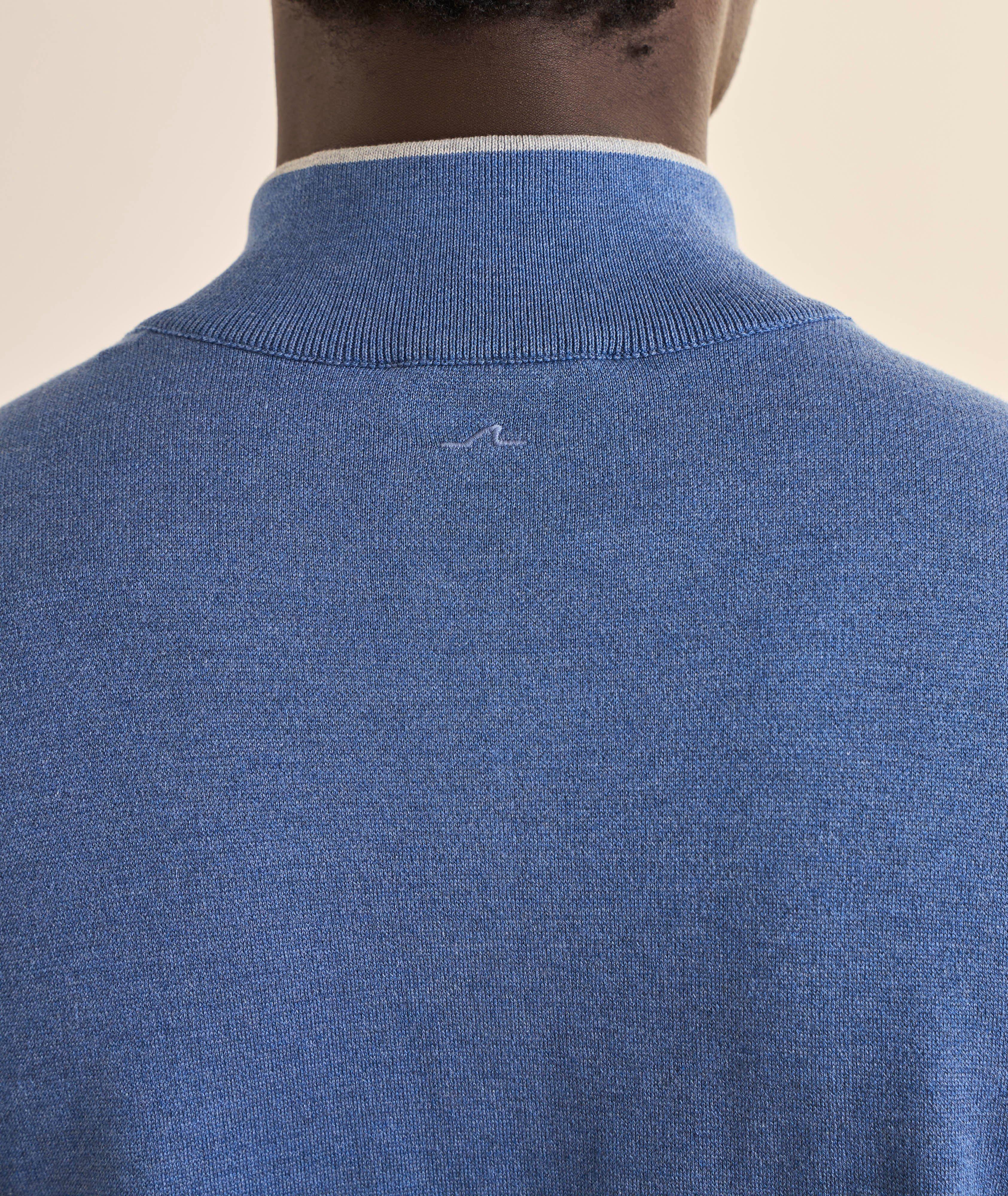 Pull soie-coton quart-zippé liseré   image 4