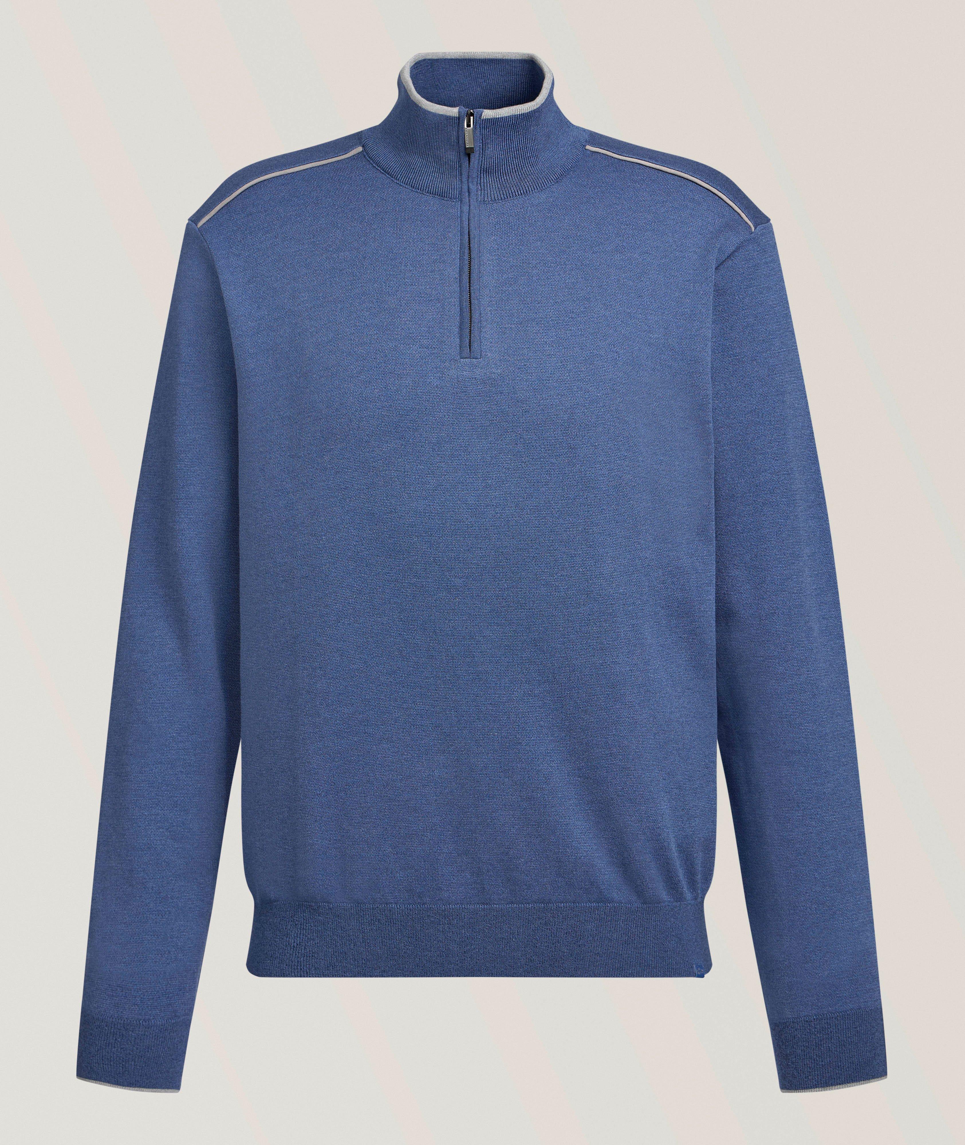 Tipped Silk-Cotton Quarter-Zip Sweater image 0