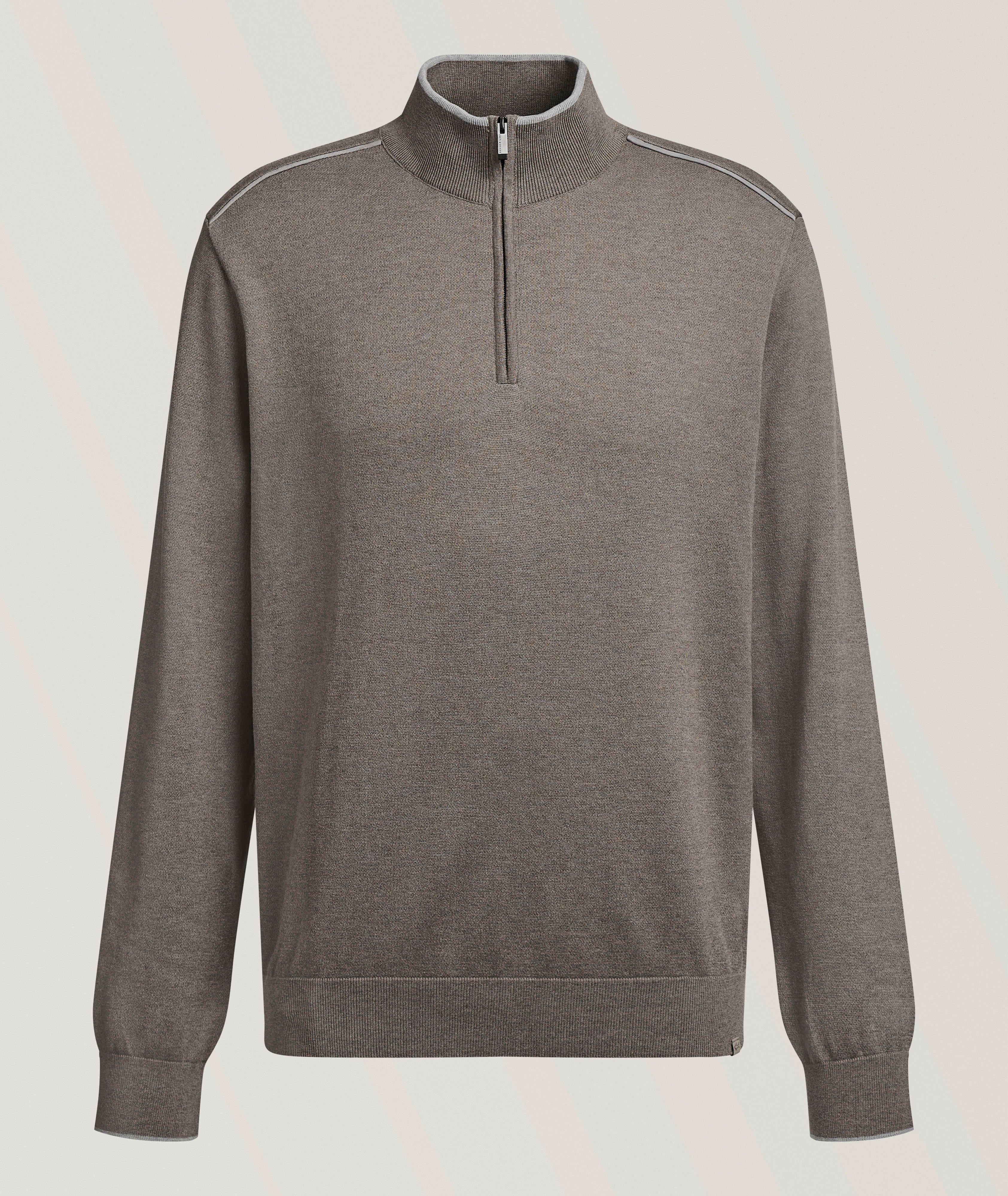 Tipped Silk-Cotton Quarter-Zip Sweater image 0