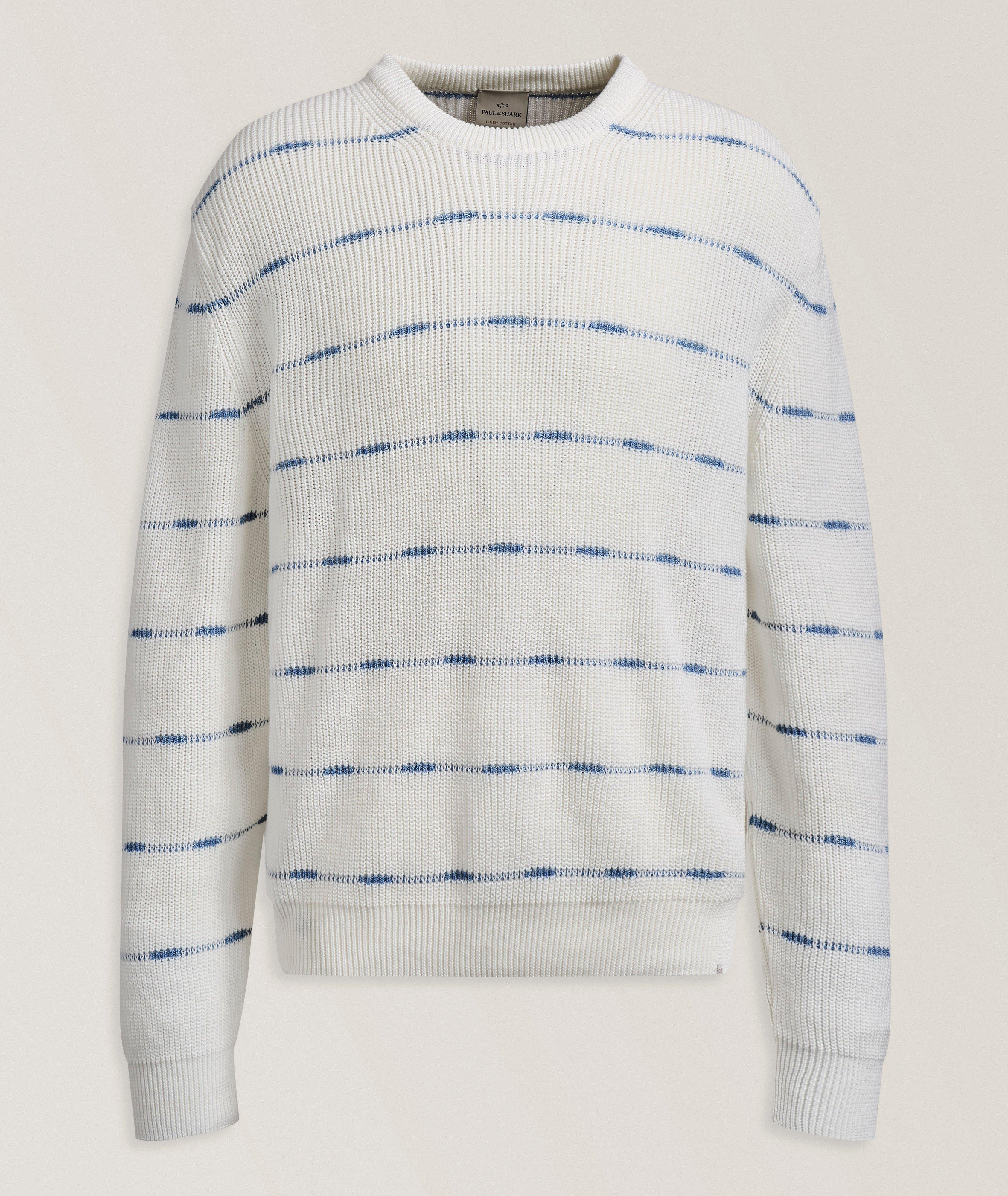 Striped Linen-Cotton Sweater  image 0