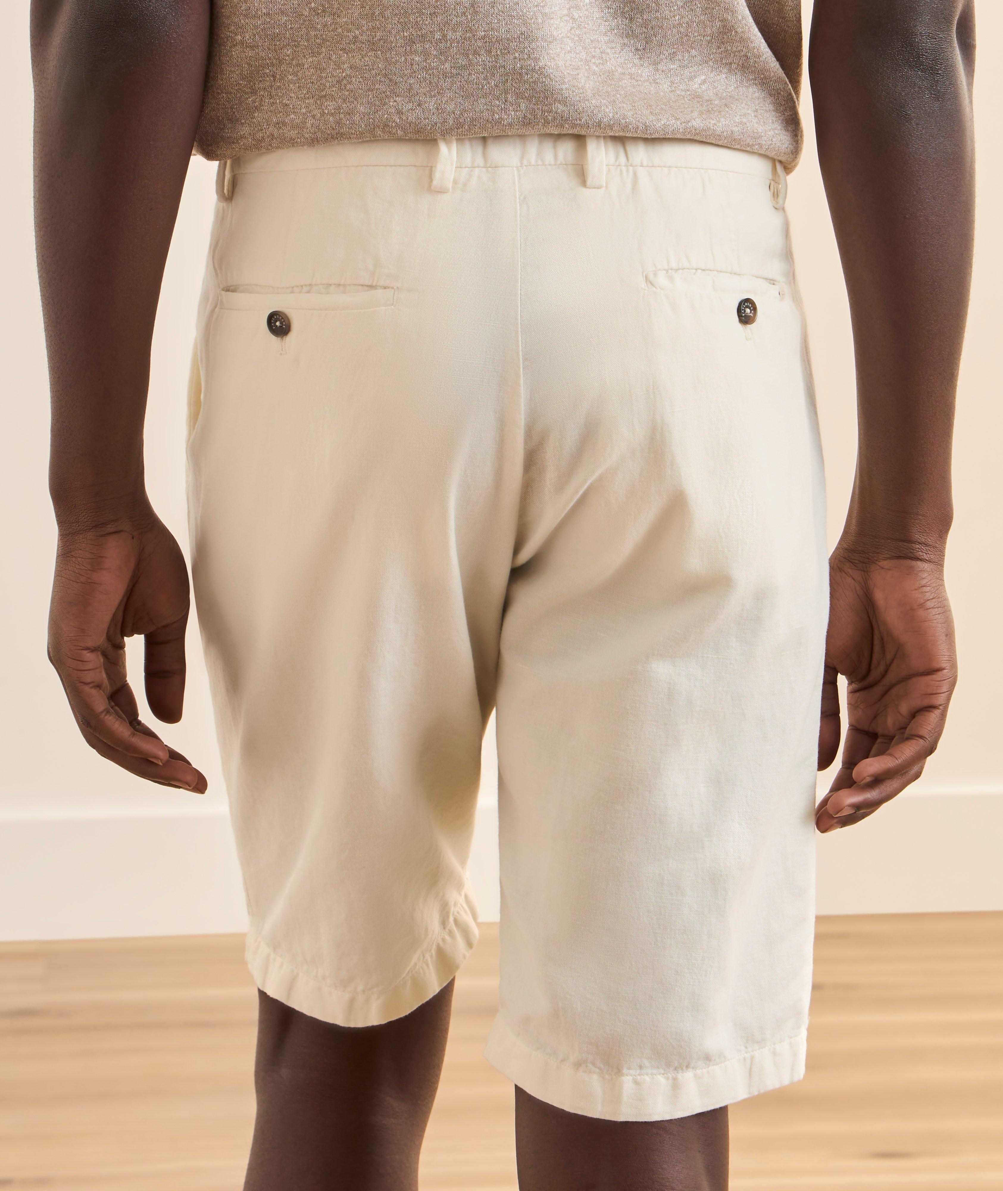 Pleated Cotton-Linen Bermuda Shorts image 2