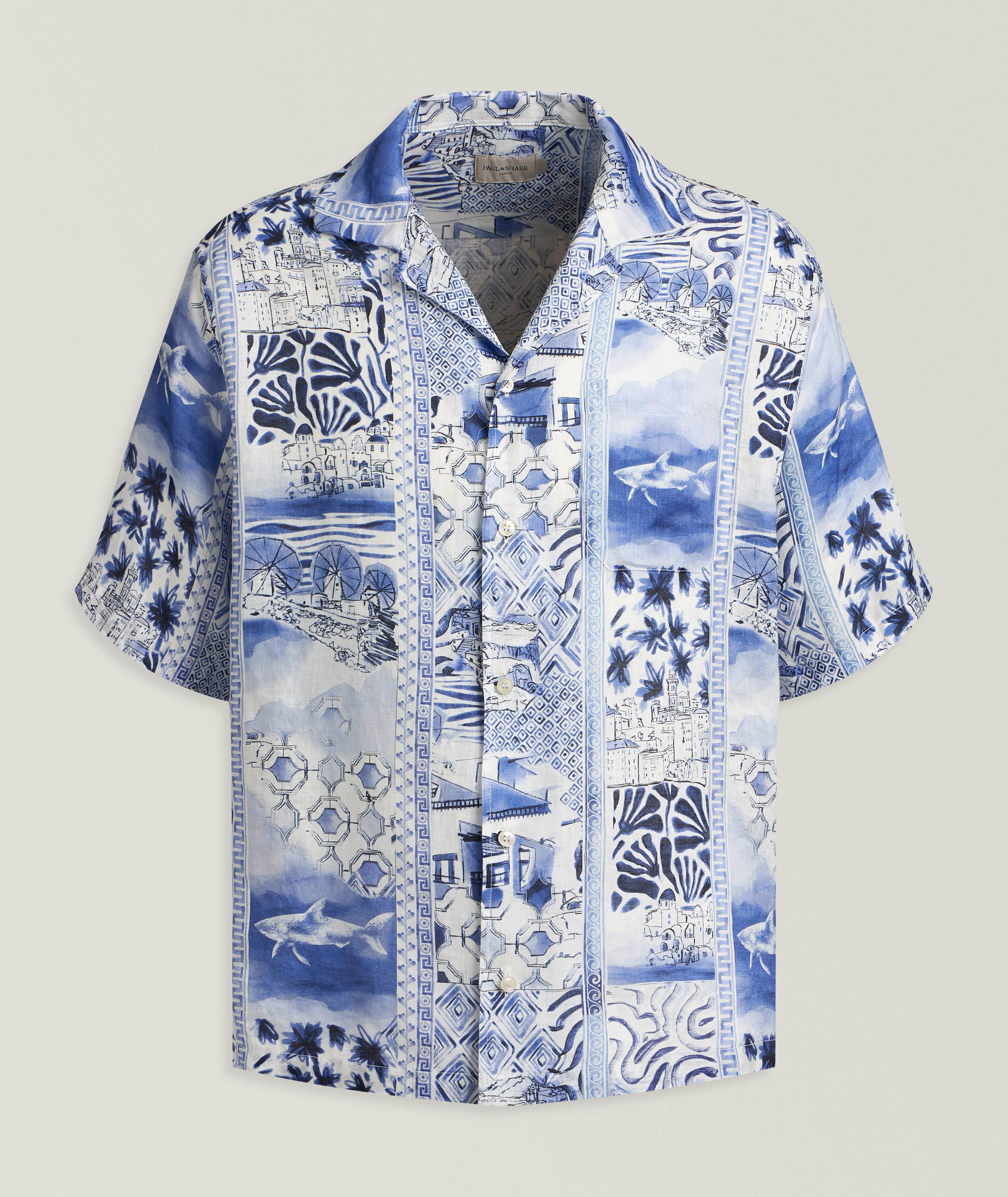 Paul & Shark Chemise camp lin imprimé