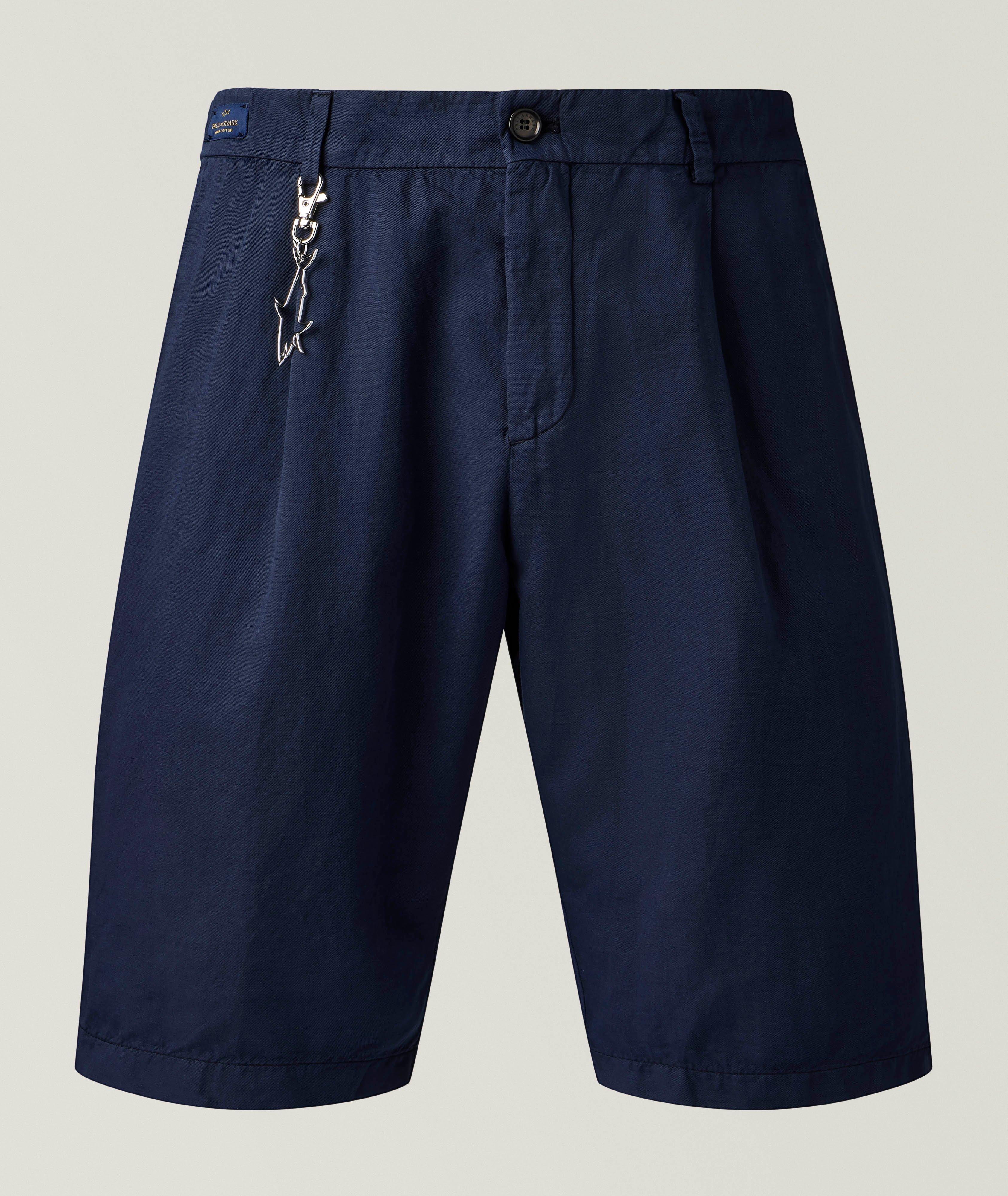 Paul & Shark Pleated Cotton-Linen Bermuda Shorts