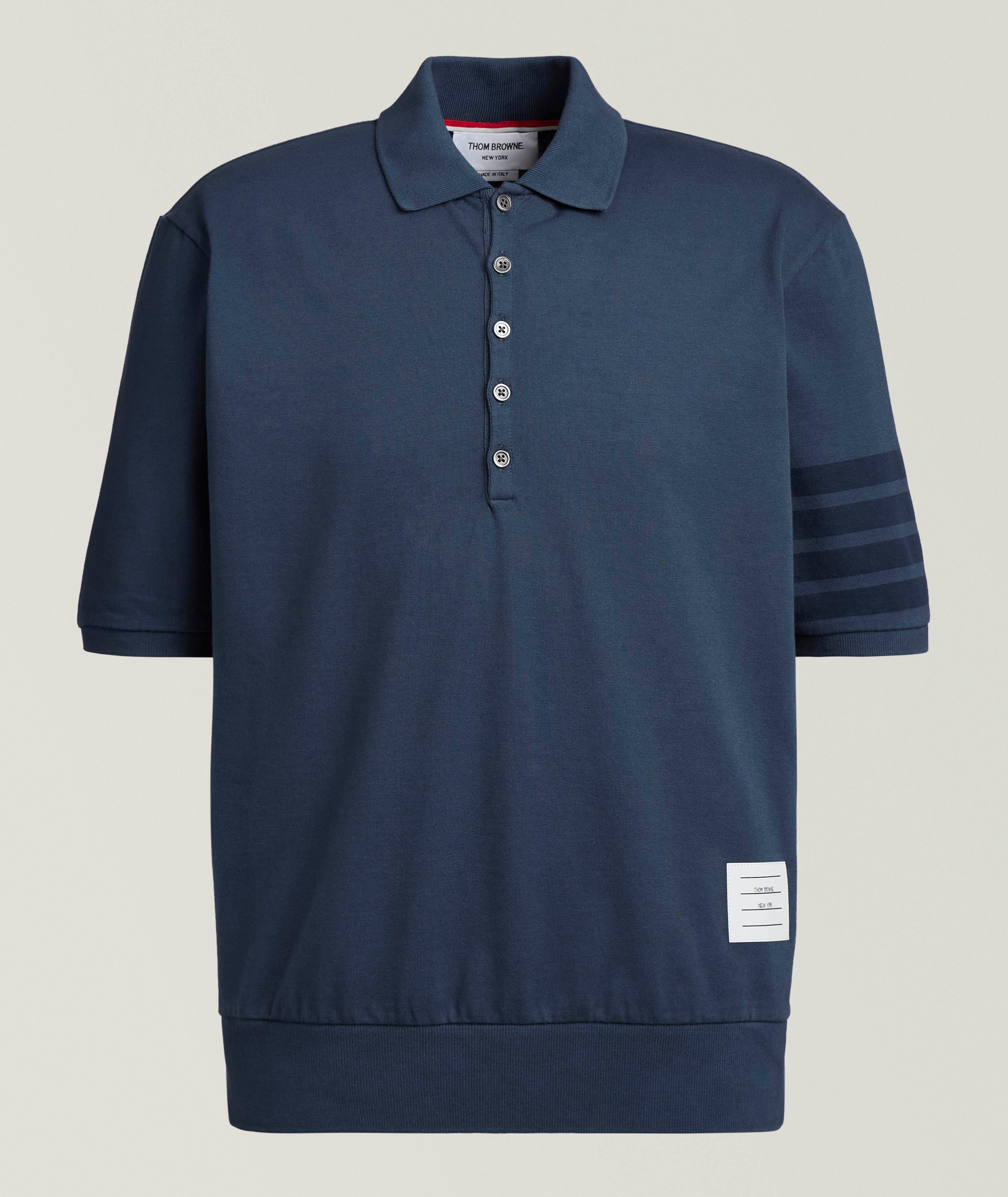 Thom Browne Garment-Dyed 4-Bar Cotton Polo 
