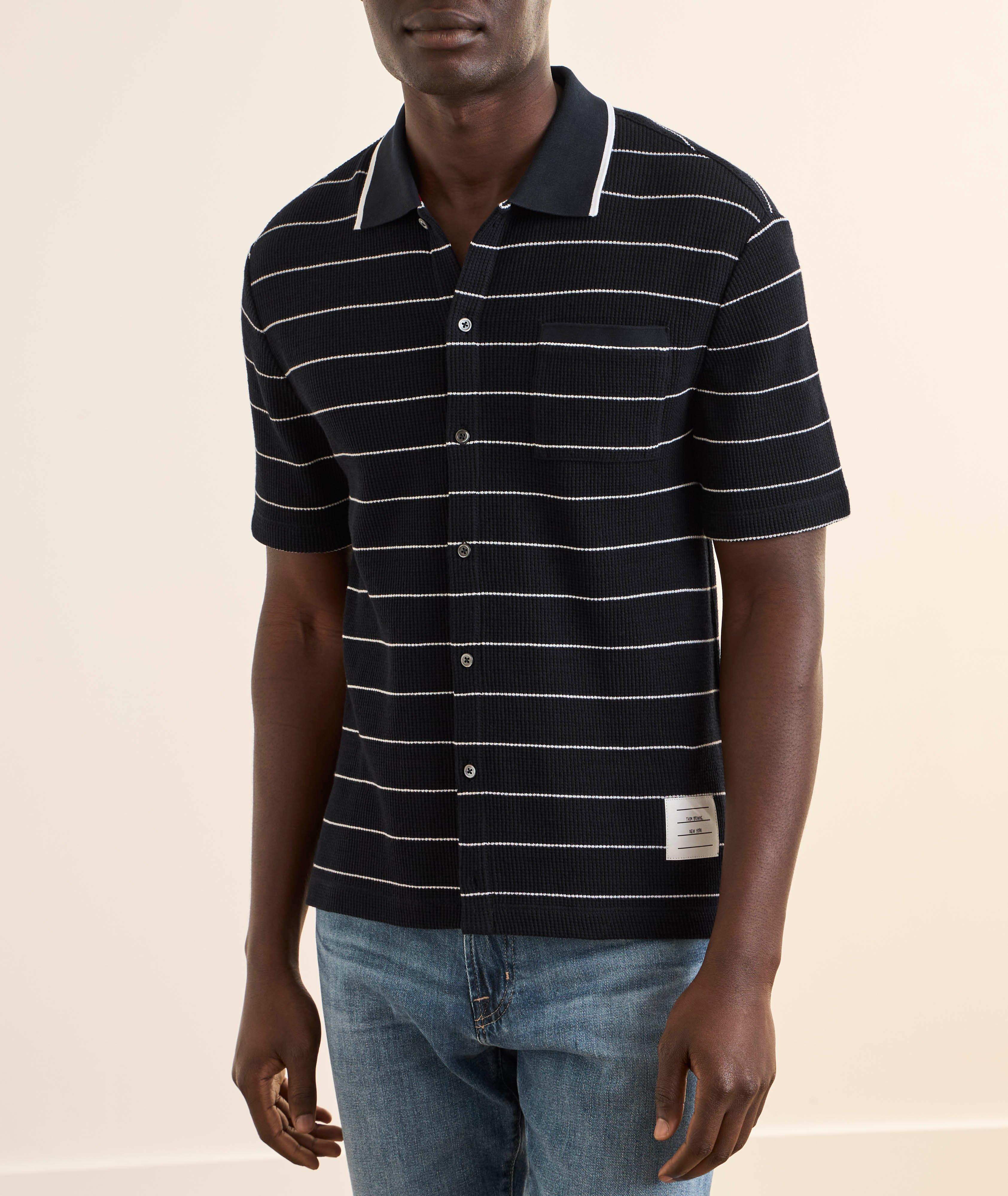 Stripe Waffle Cotton-Linen Shirt image 1