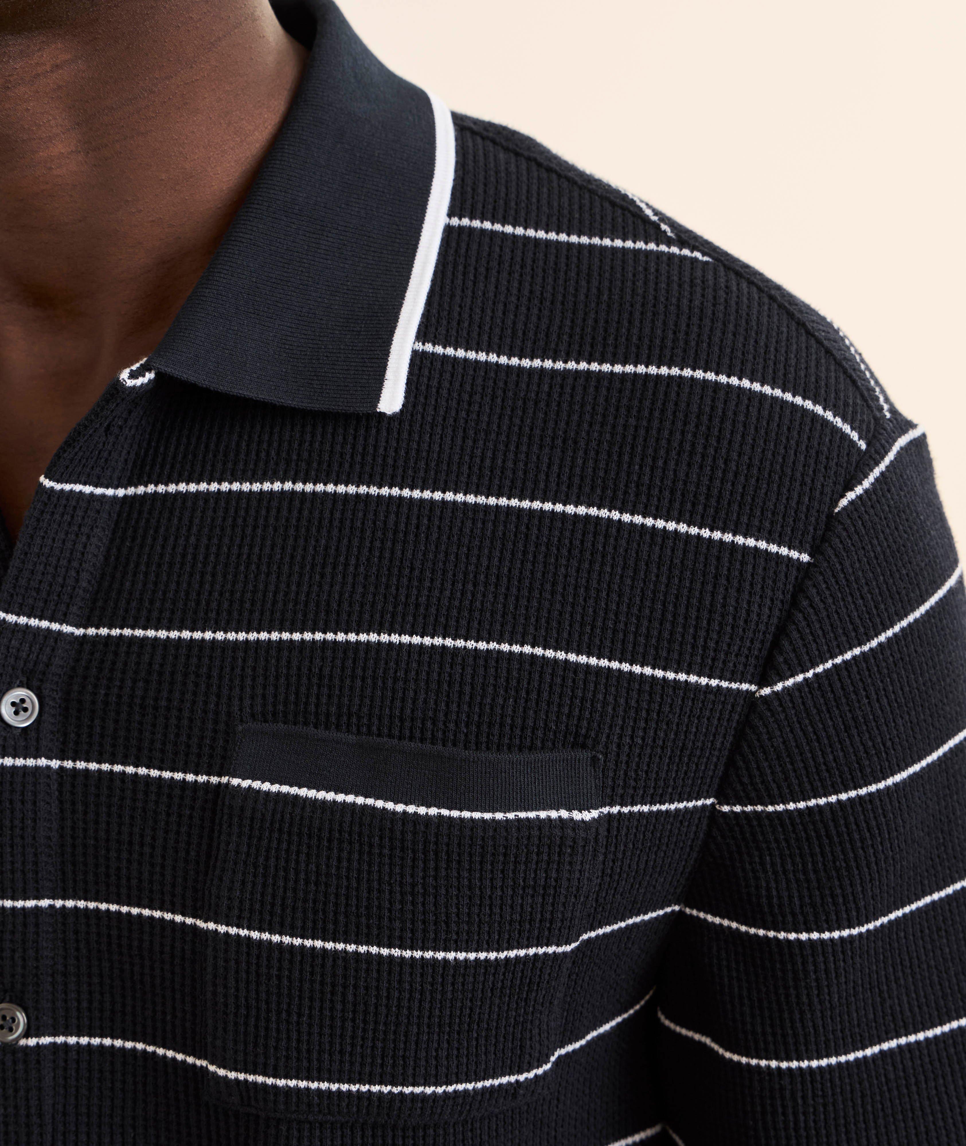 Stripe Waffle Cotton-Linen Shirt image 3