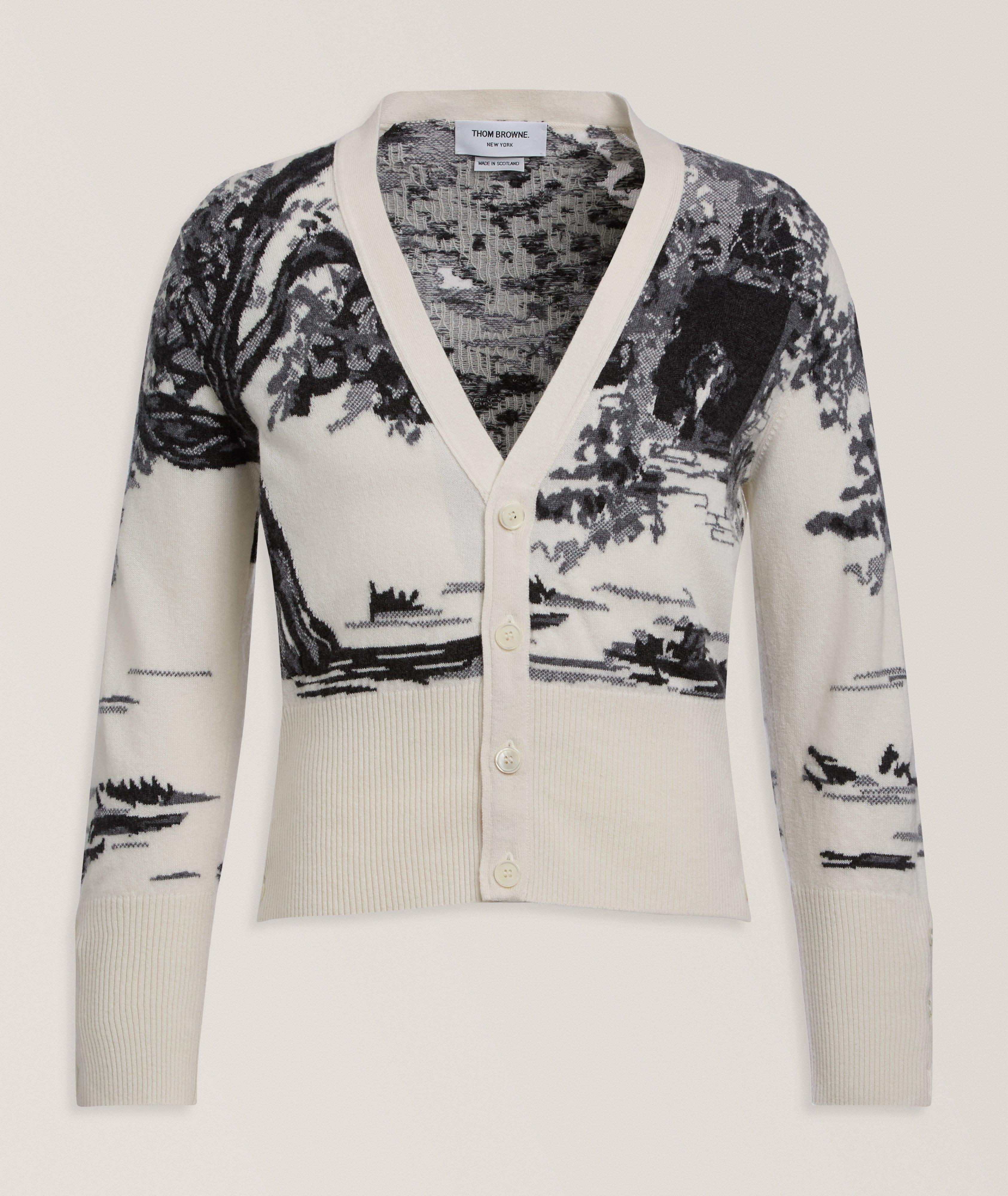 Thom Browne Cashmere Jersey Intarsia Hector Toile Cardigan