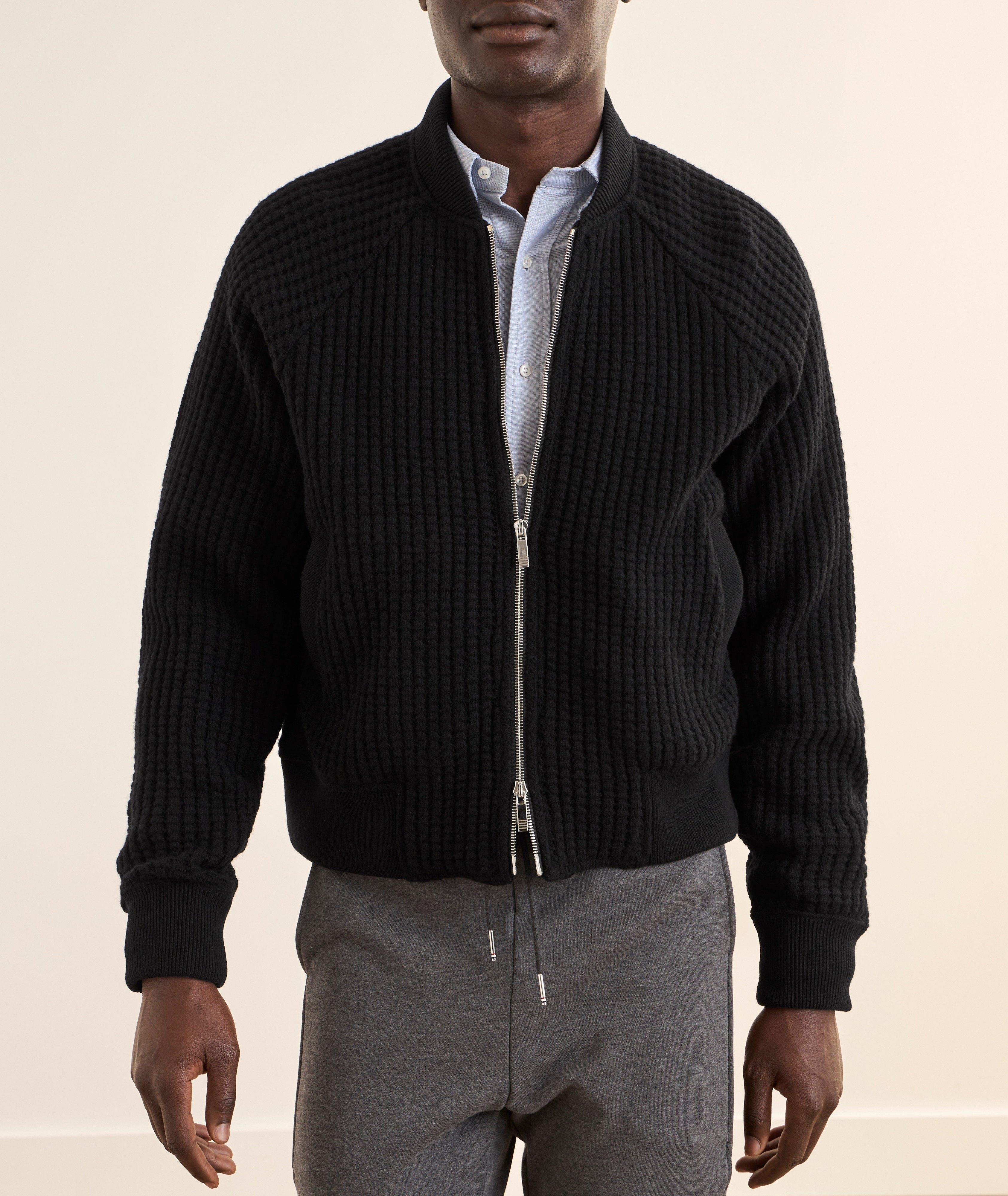 Chunky Waffle-Knit Wool Bomber image 1