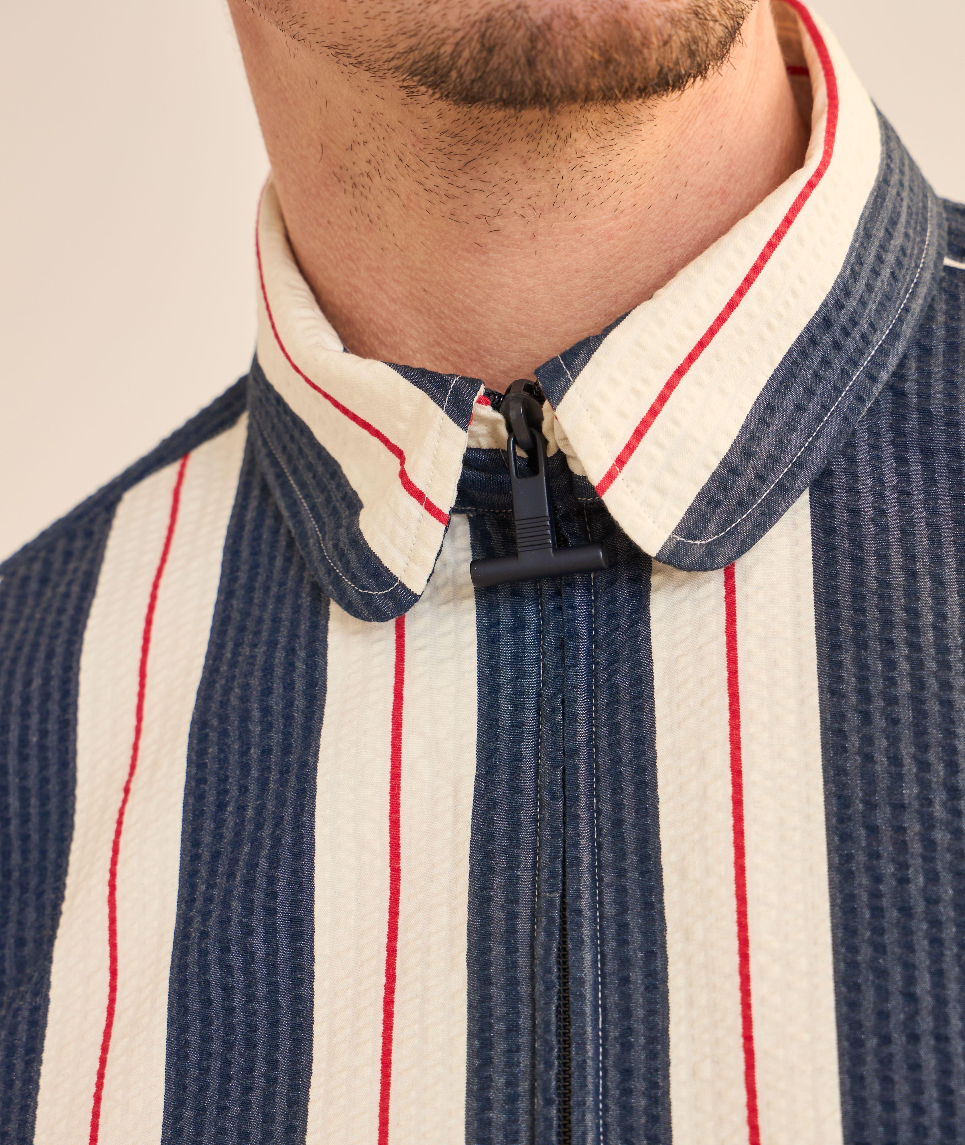 Striped Seersucker Zipped Overshirt image 3