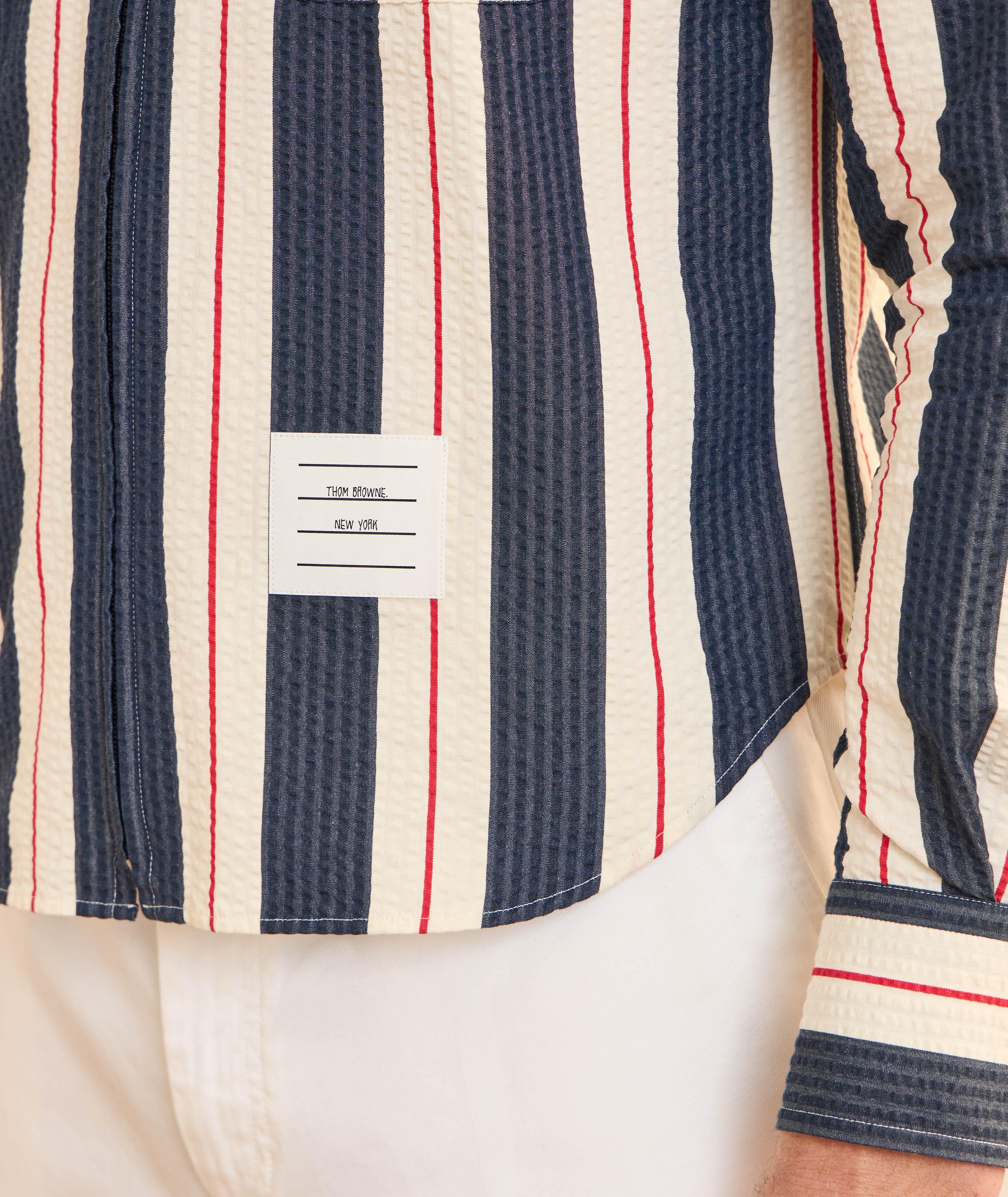 Striped Seersucker Zipped Overshirt image 4
