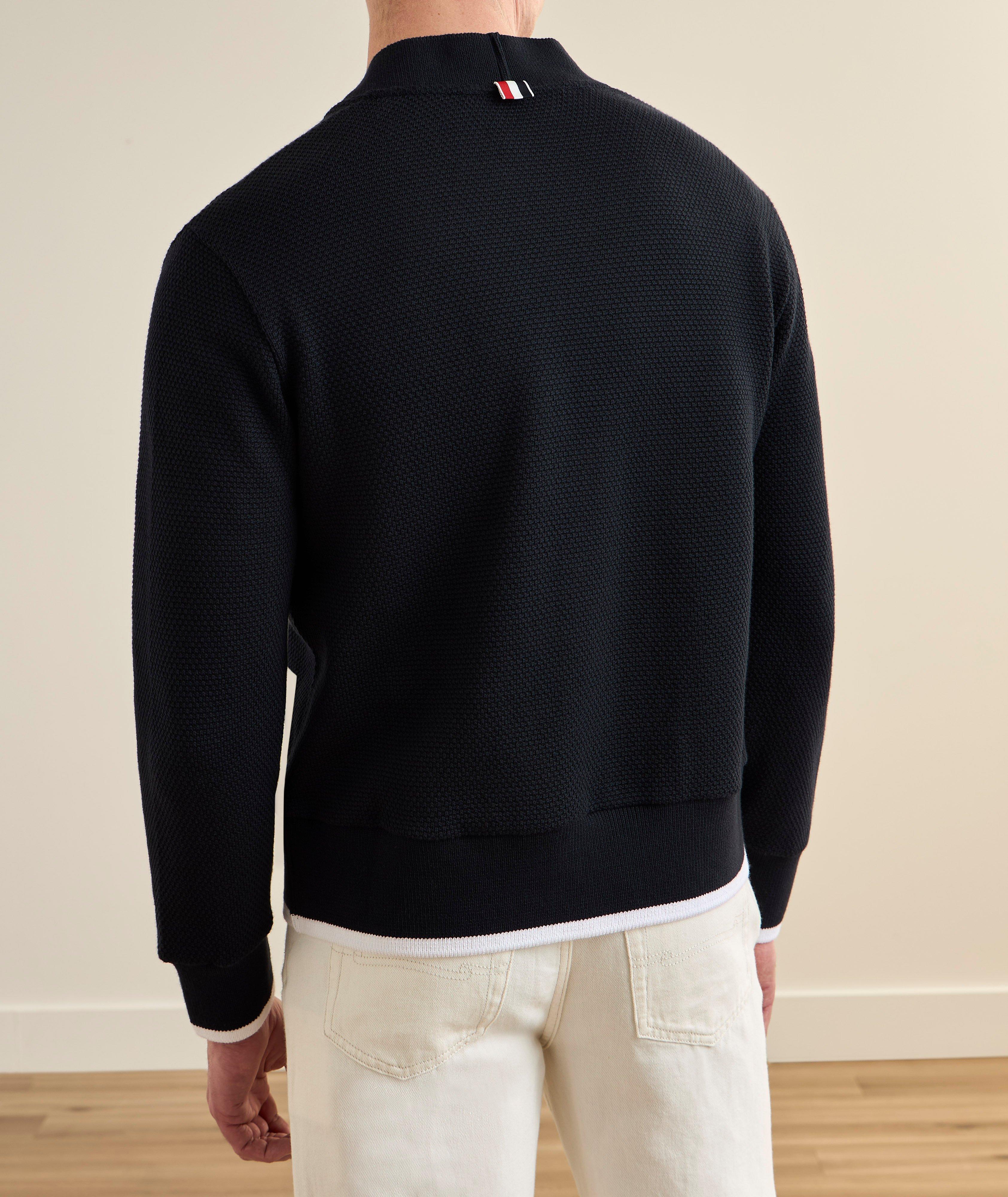 Tipped Textured Cotton Piqué Cardigan  image 1