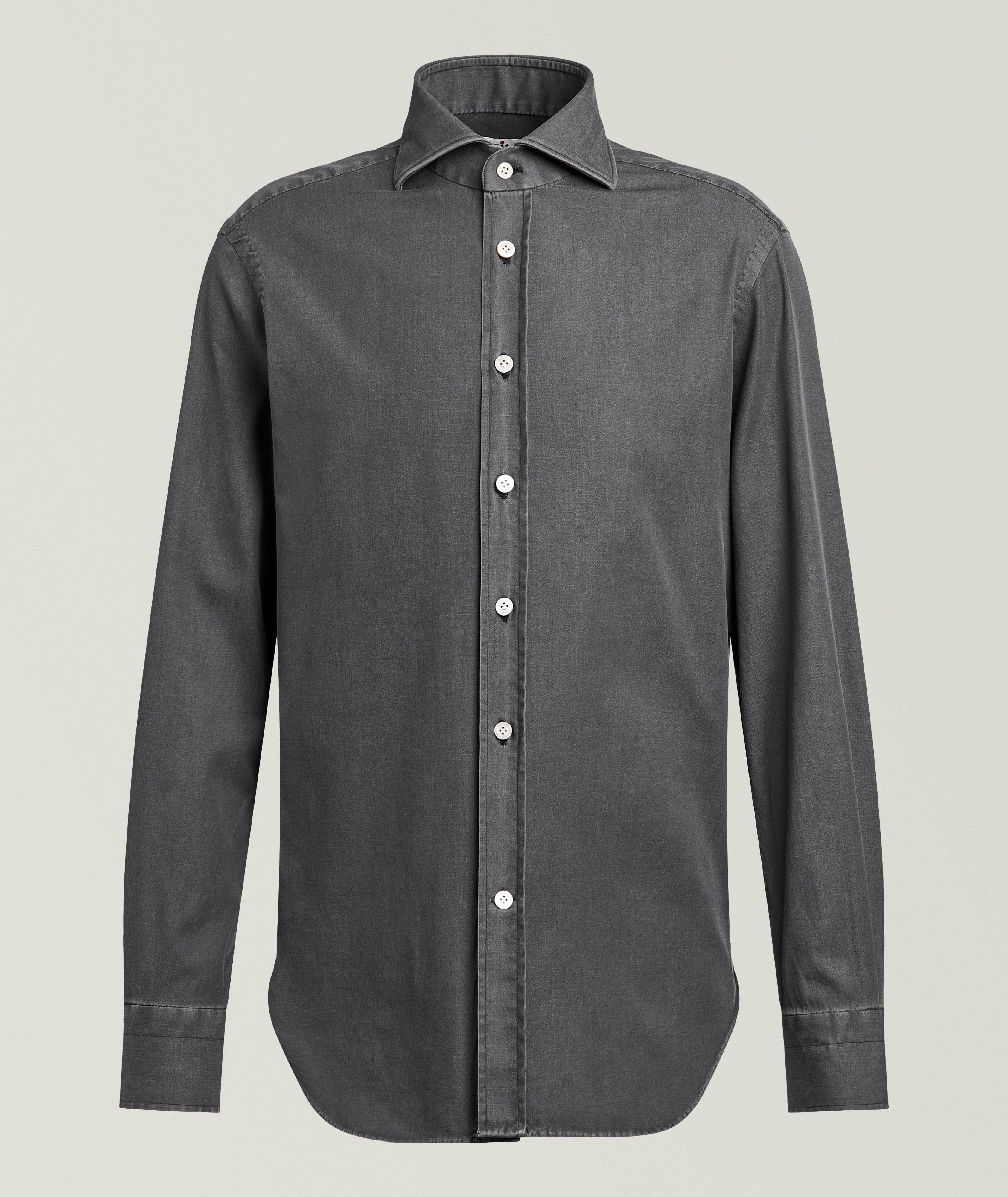 Kiton Solid Stretch-Cotton Shirt 
