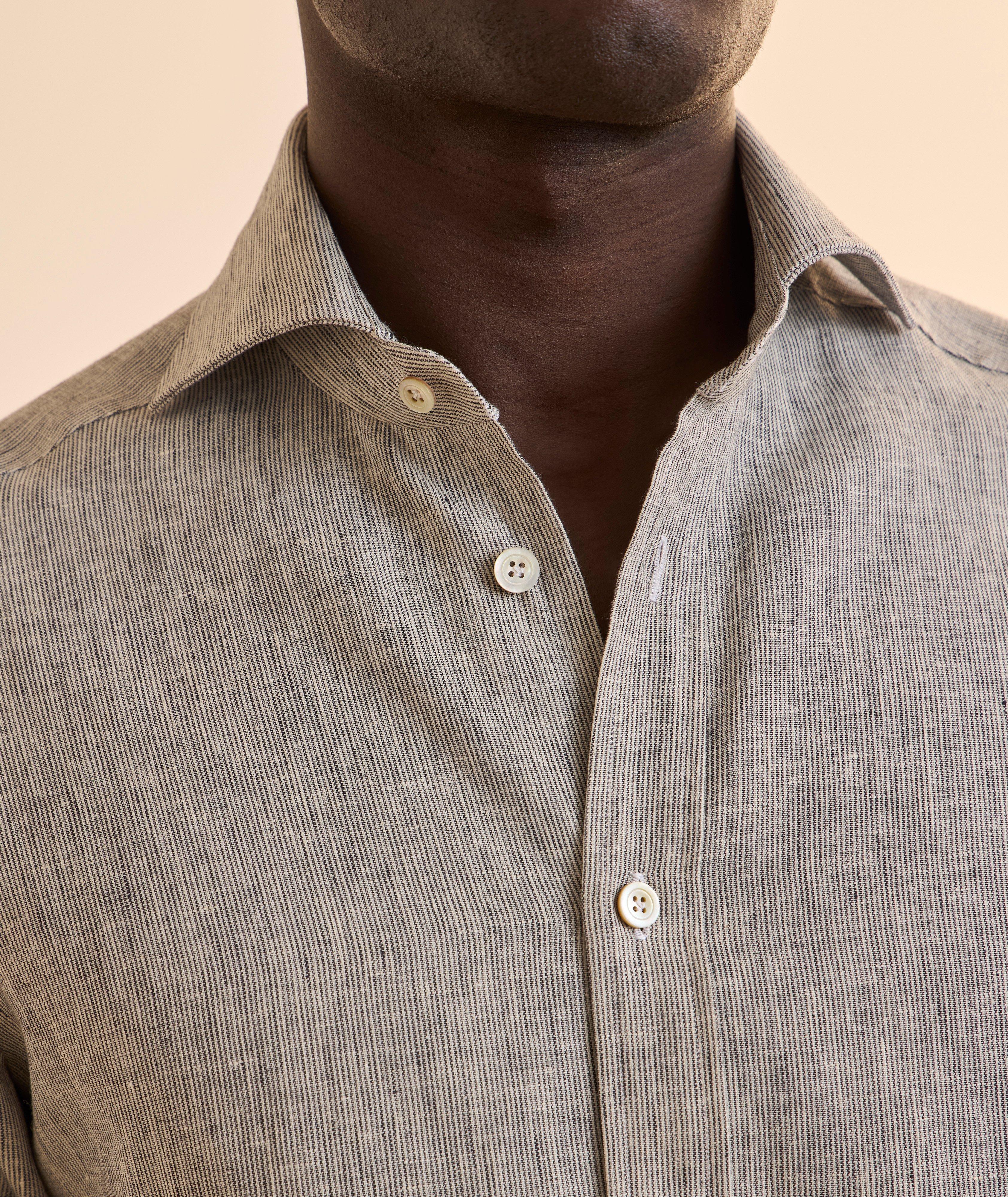 Fine Striped Linen-Blend Shirt  image 3