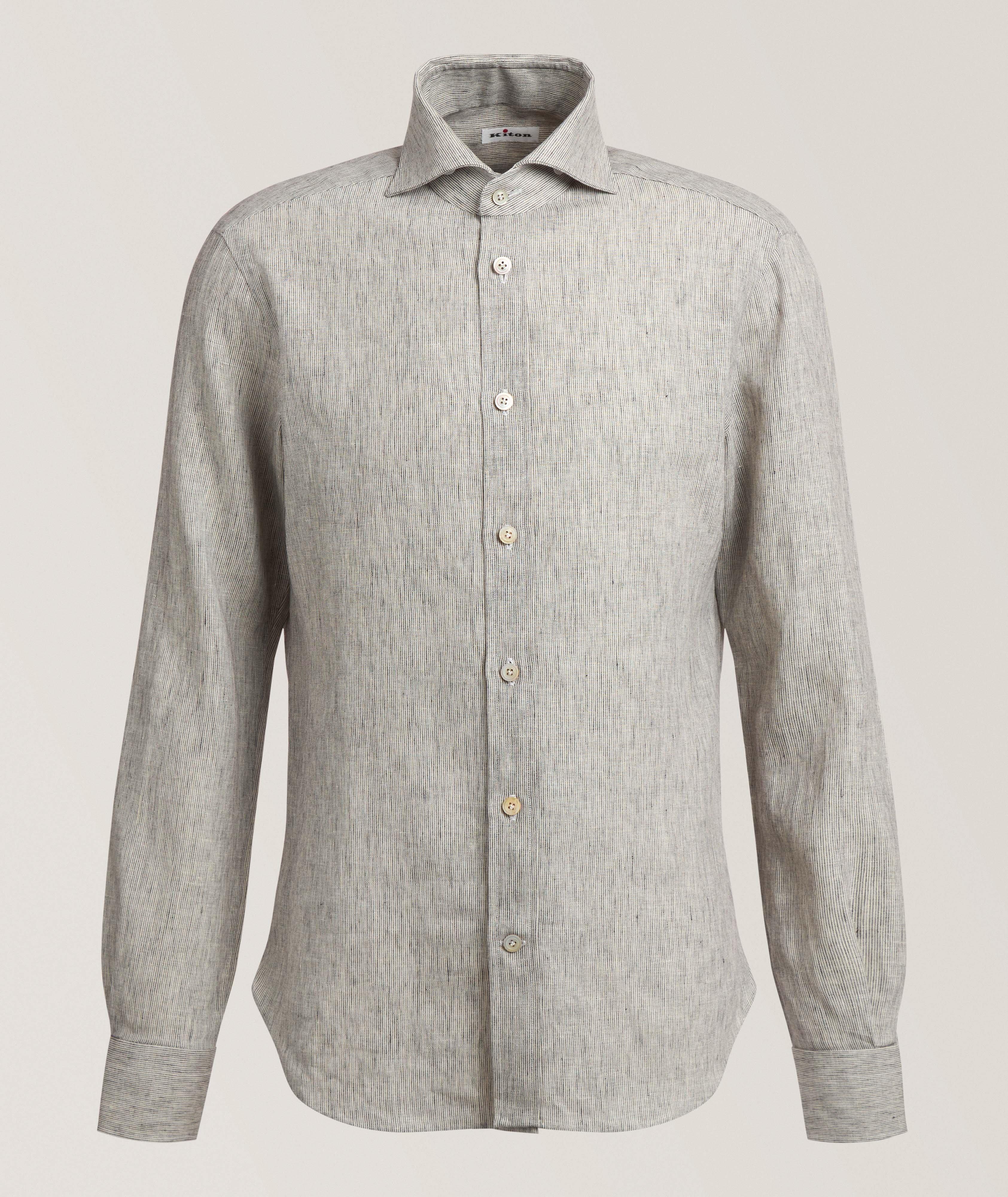 Fine Striped Linen-Blend Shirt  image 0