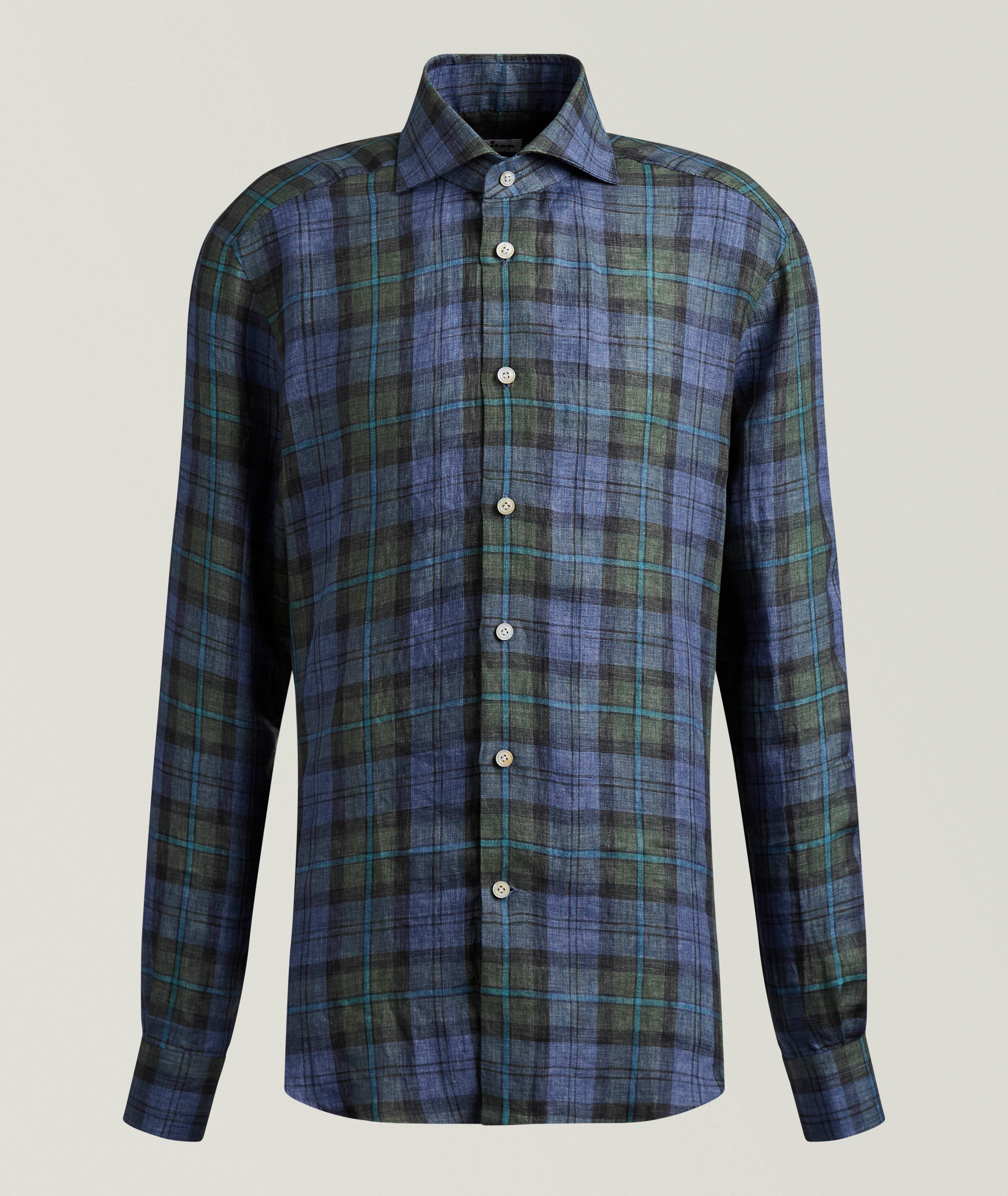 Kiton Chemise lin tartan