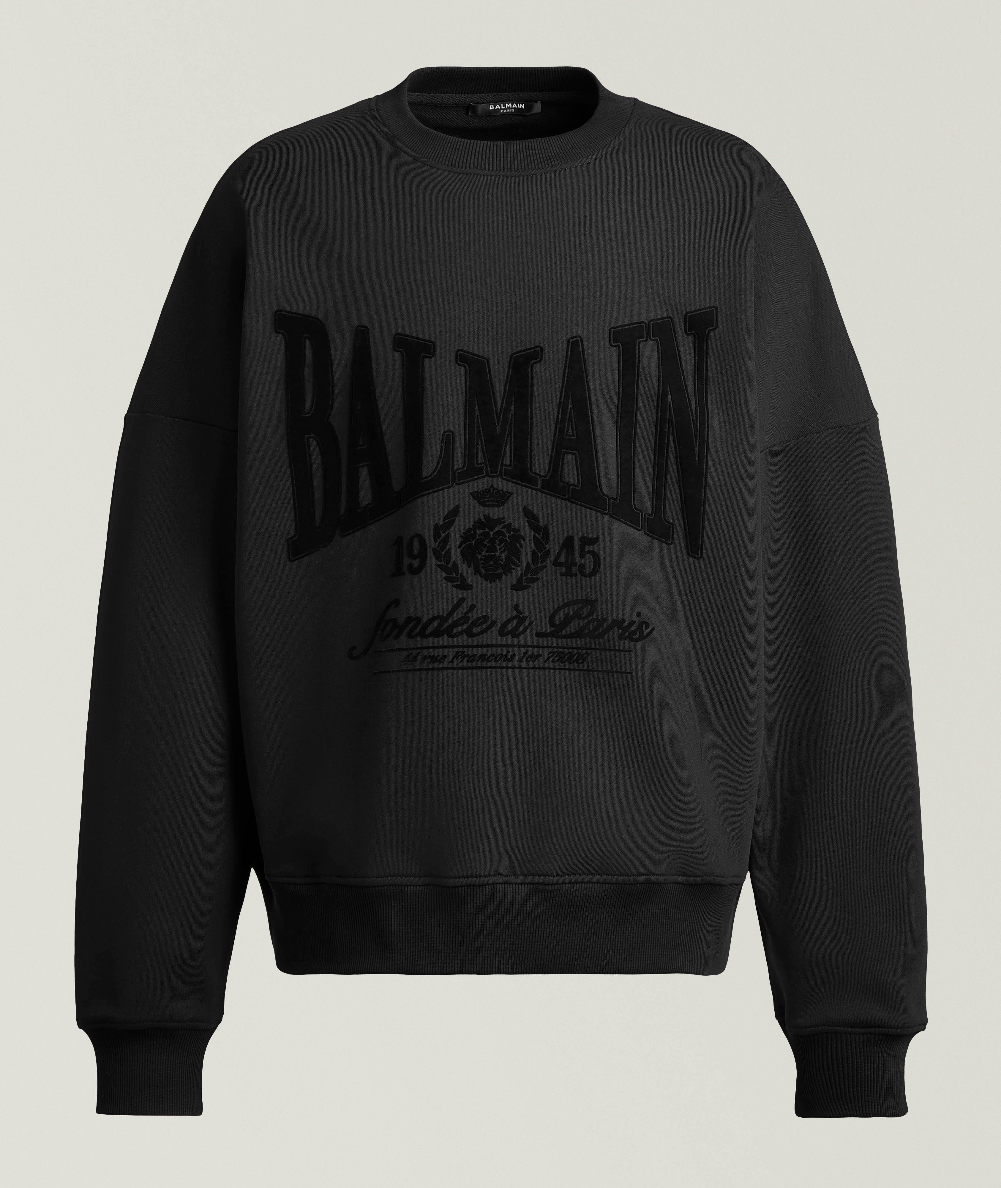 Balmain Flocked Logo Cotton Sweatshirt 