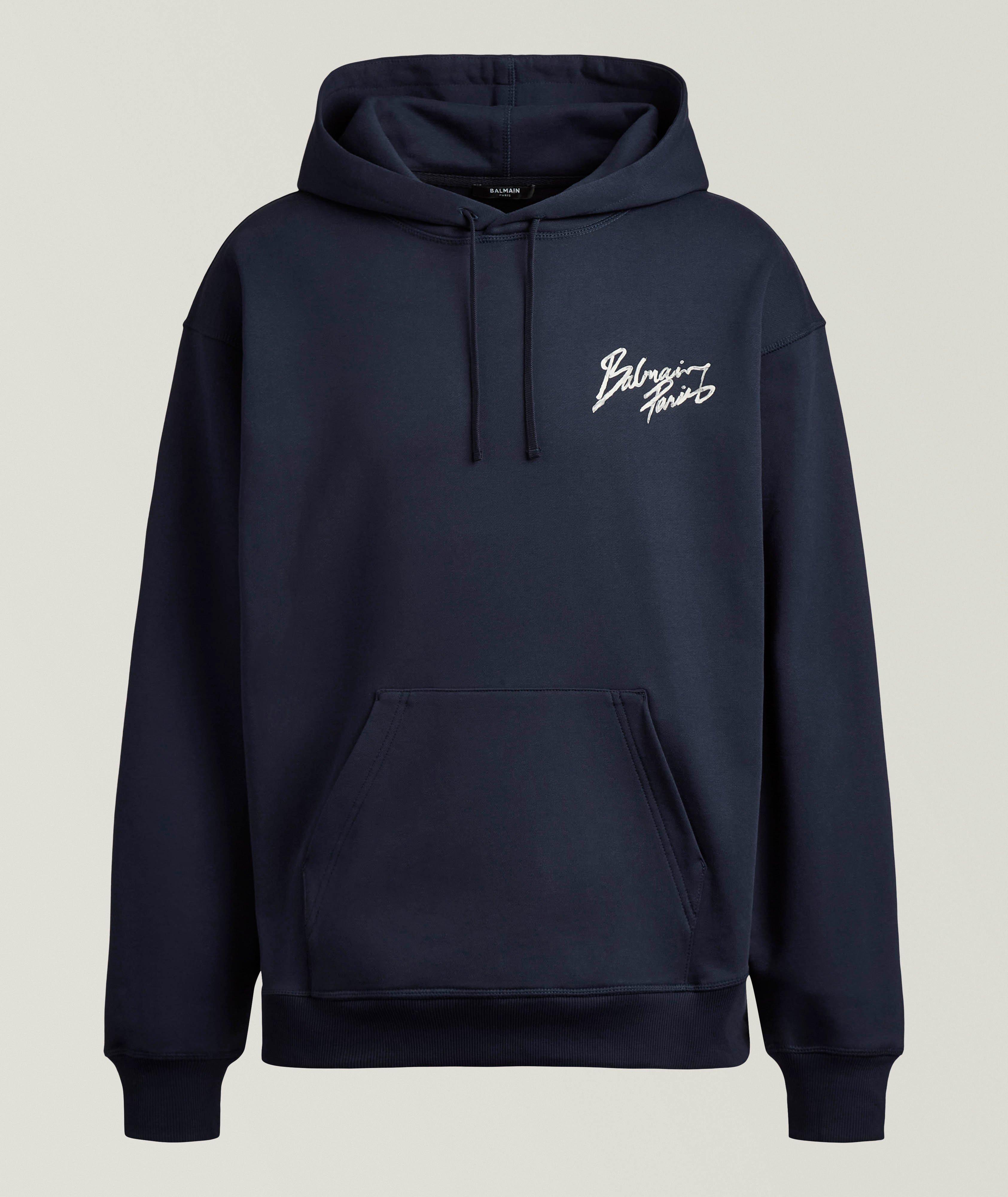 Balmain Brushstroke Logo Hooded Sweatshirt | Sweaters & Knits