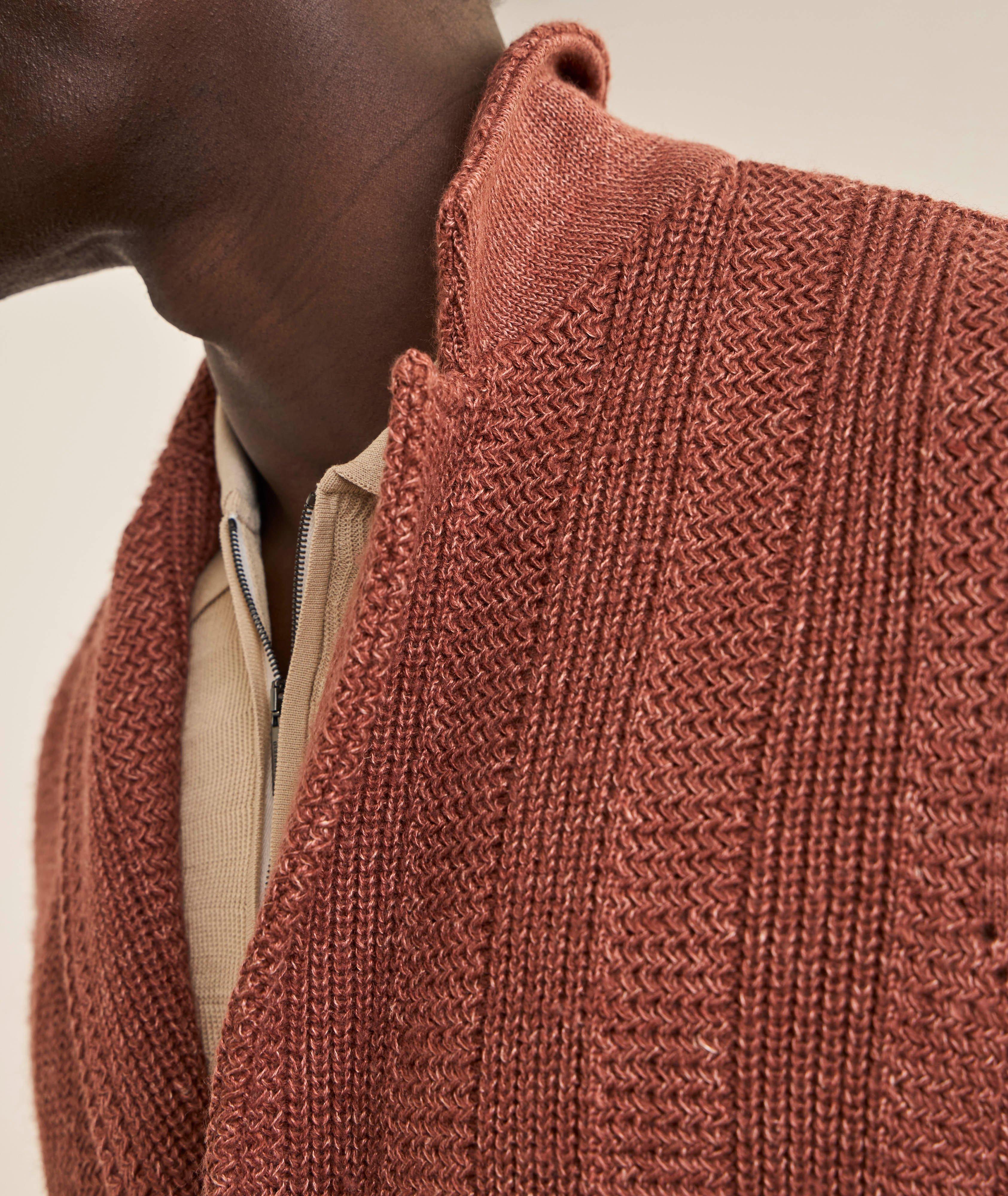 Textured Linen-Blend Sweater Jacket image 3