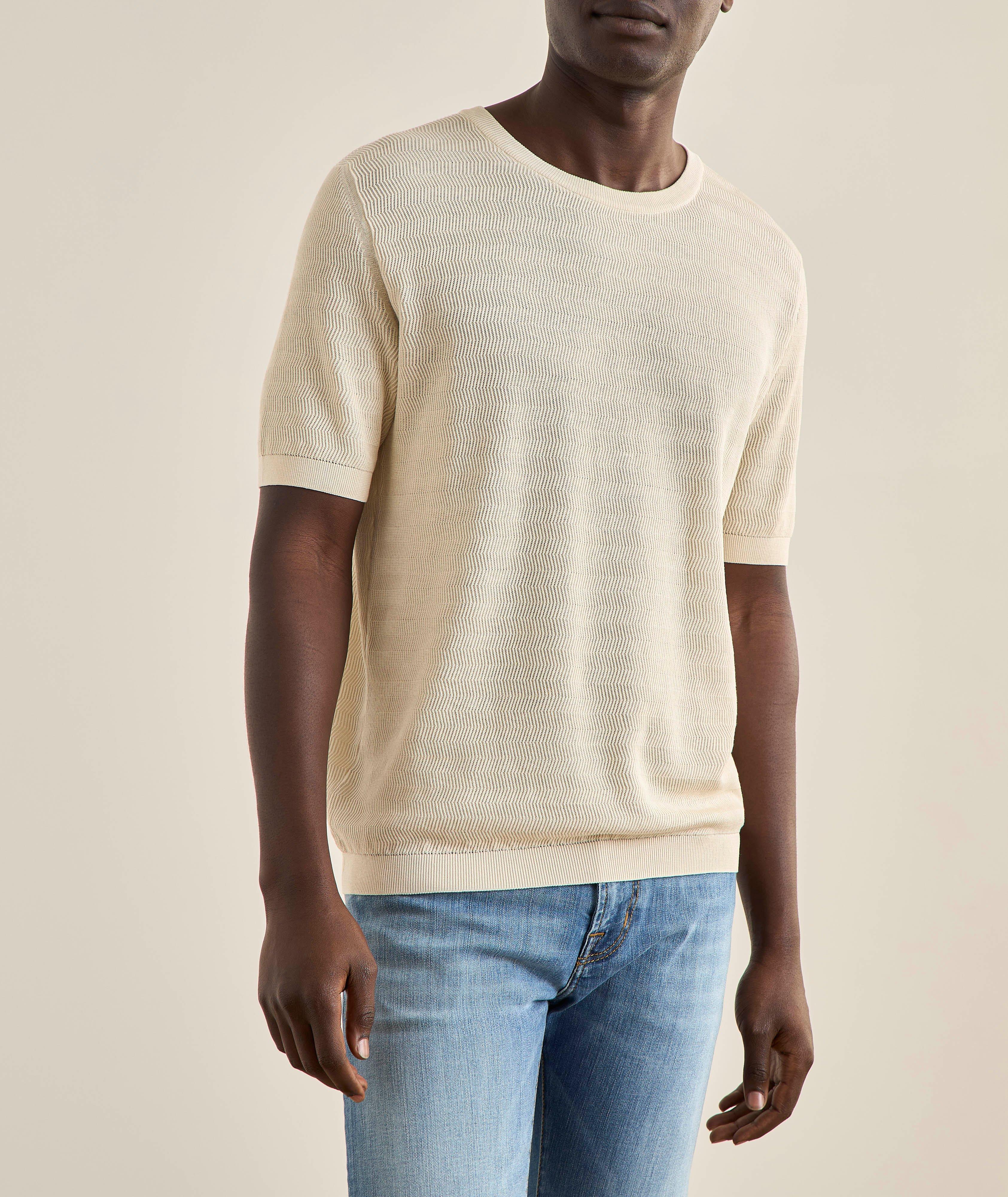 Textured Silk-Cotton Knit T-Shirt image 1