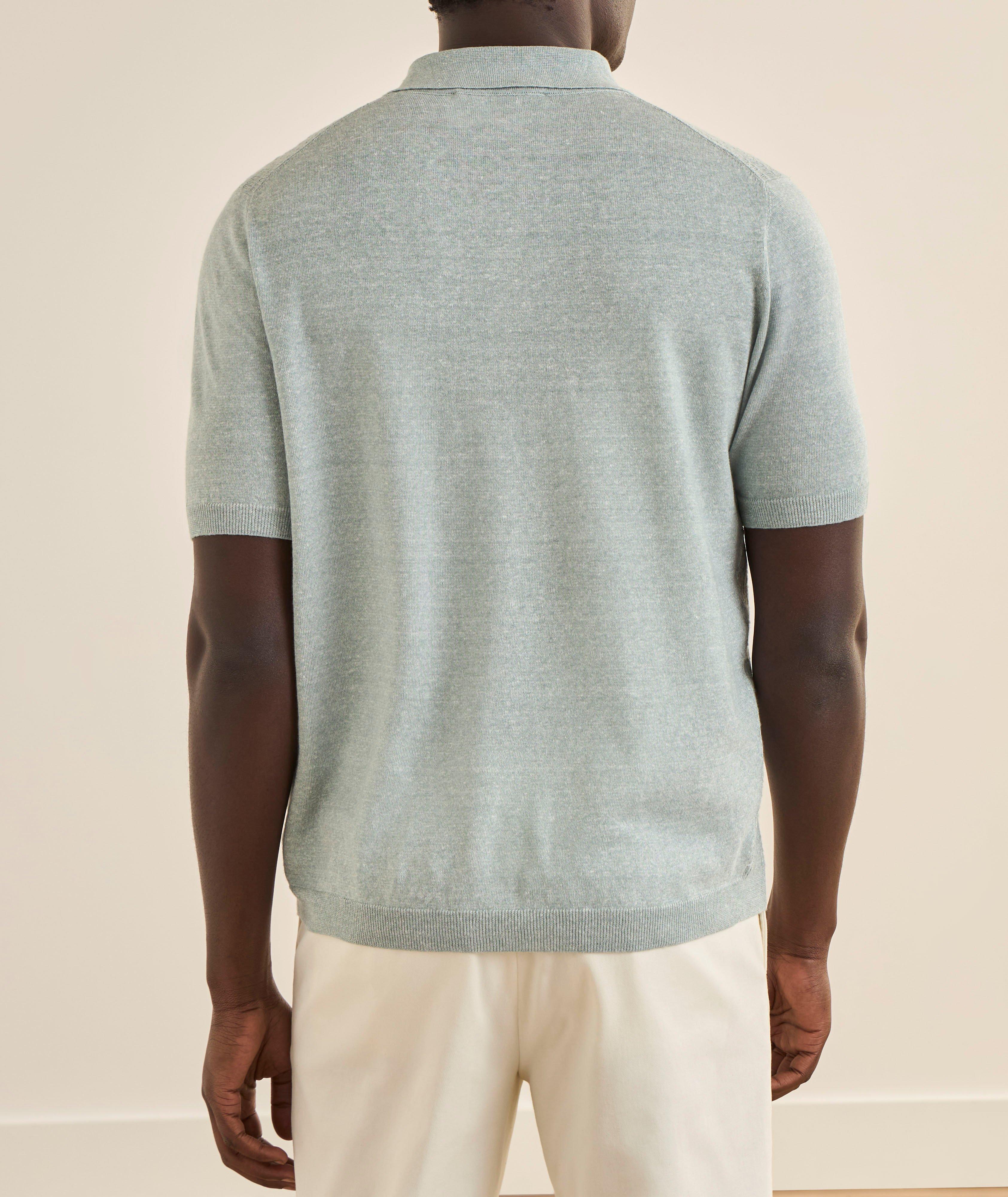Linen-Blend Textured Knit Polo  image 2