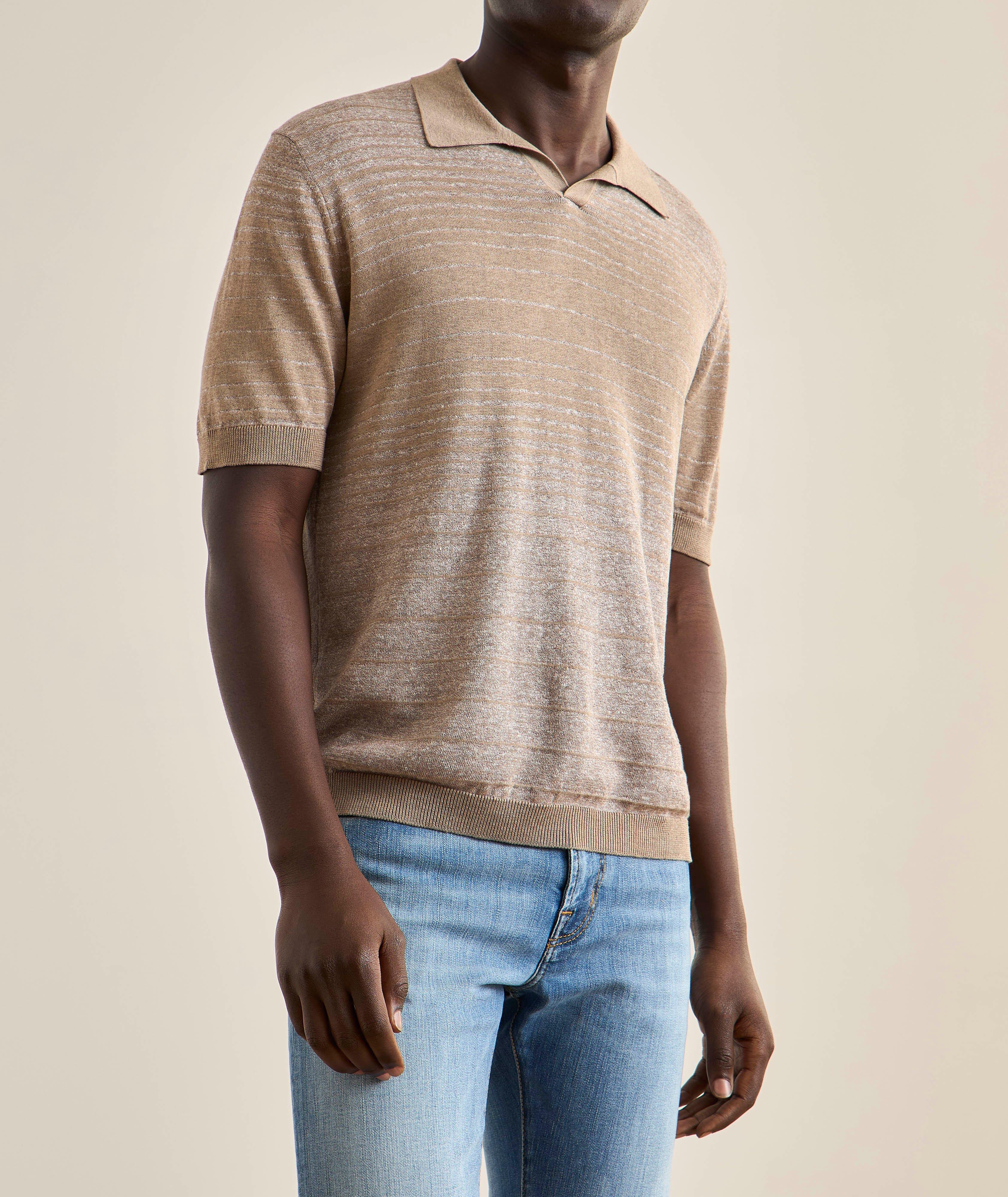 Tonal Striped Johnny Collar Polo  image 1