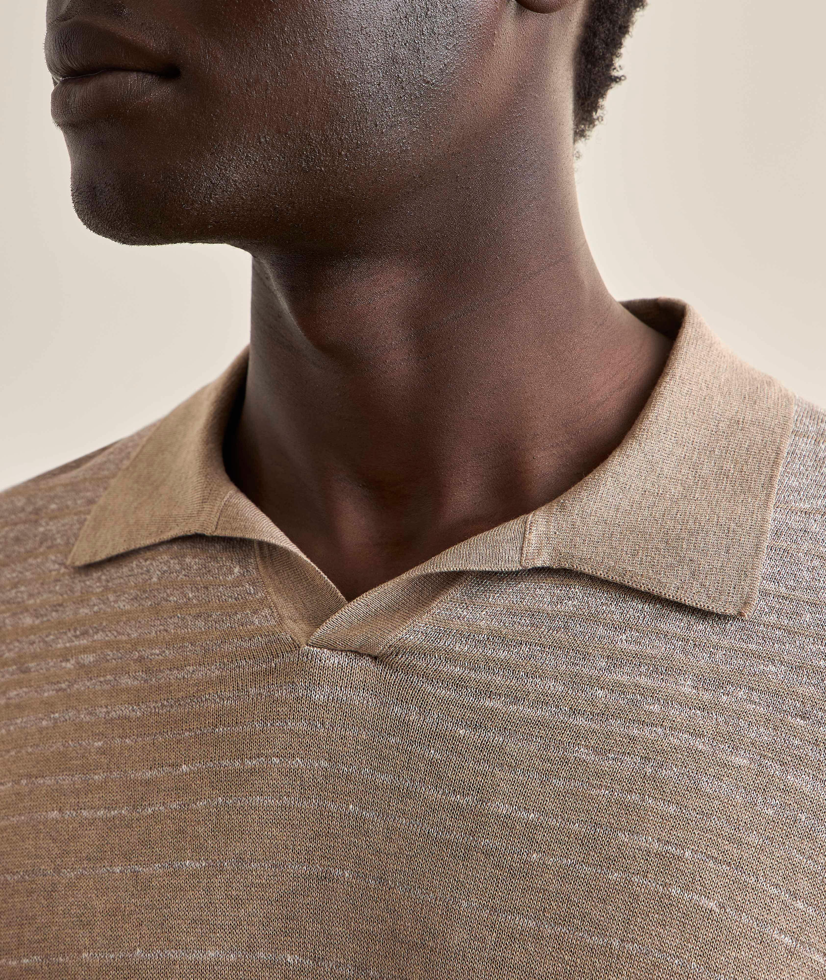 Tonal Striped Johnny Collar Polo  image 3