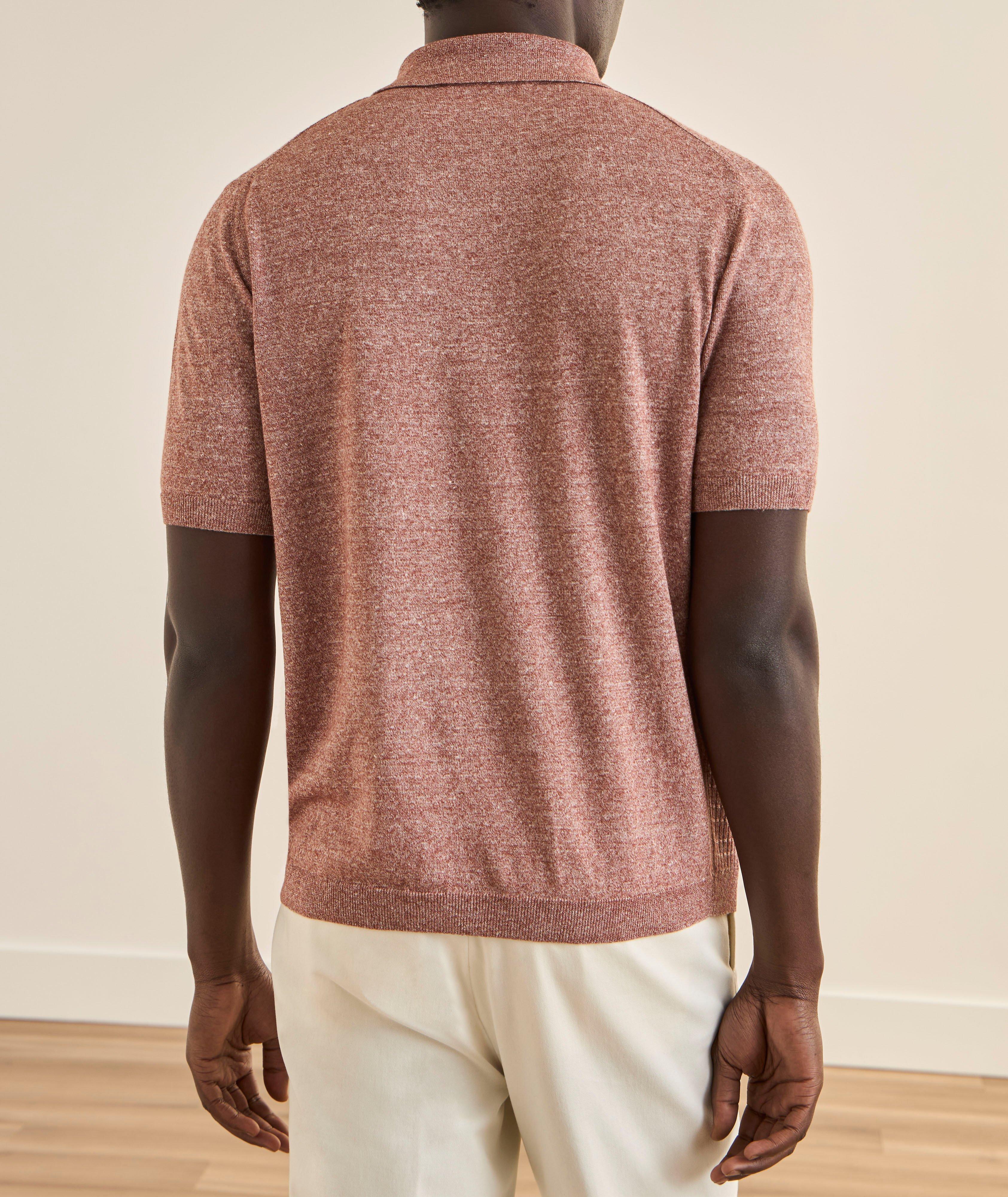 Linen-Blend Textured Knit Polo  image 2