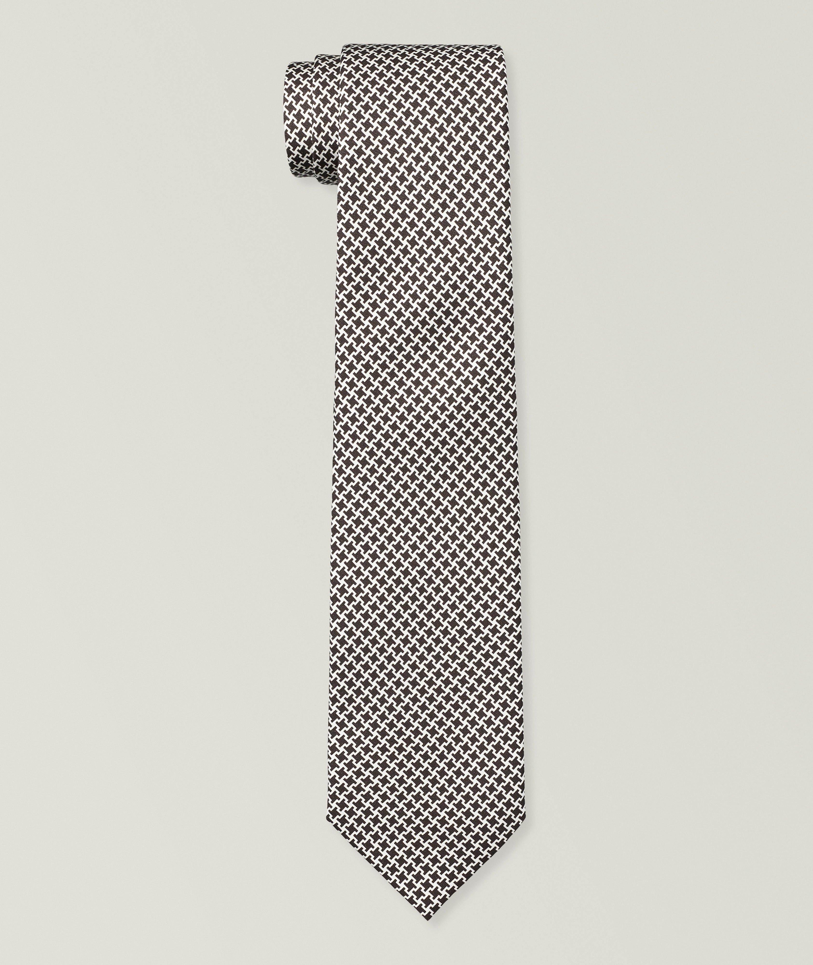 Isaia Houndstooth Silk Tie