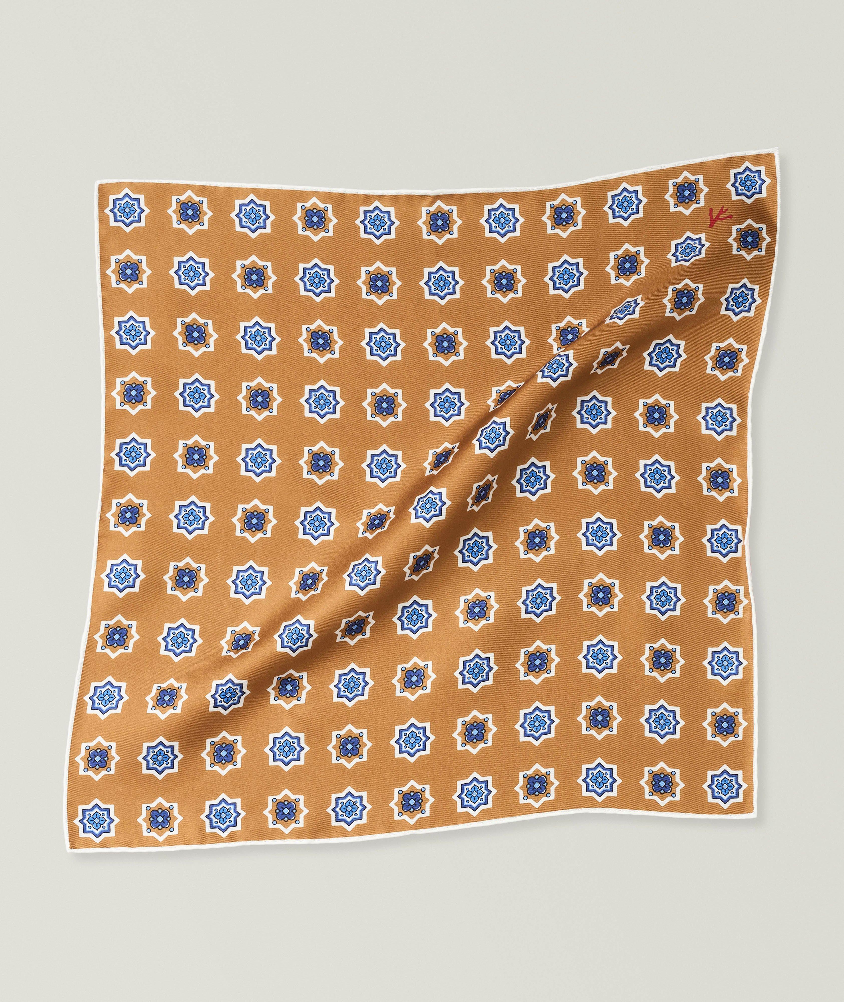 Isaia Medallion Silk Pocket Square