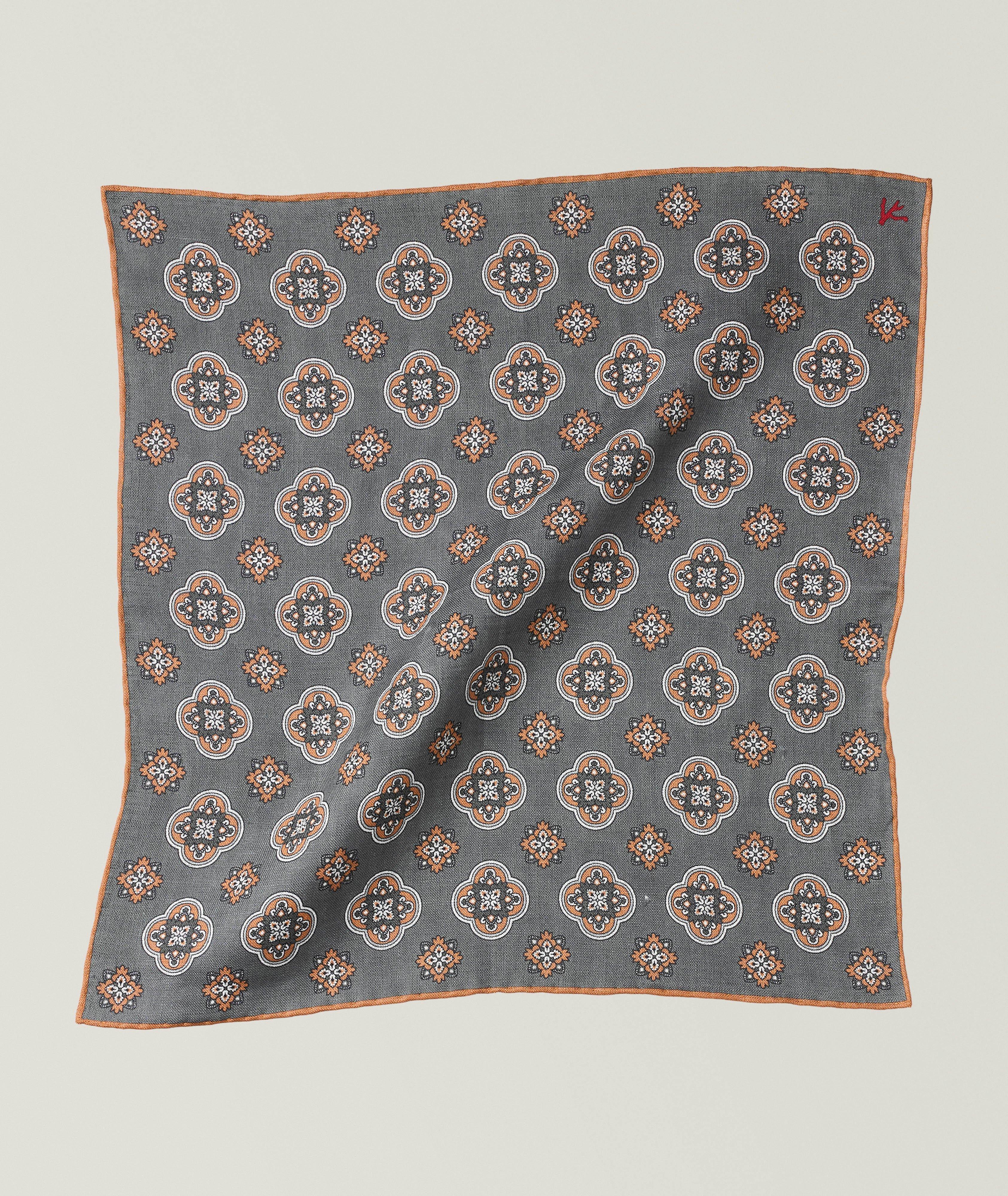 Medallion Linen Pocket Square image 0