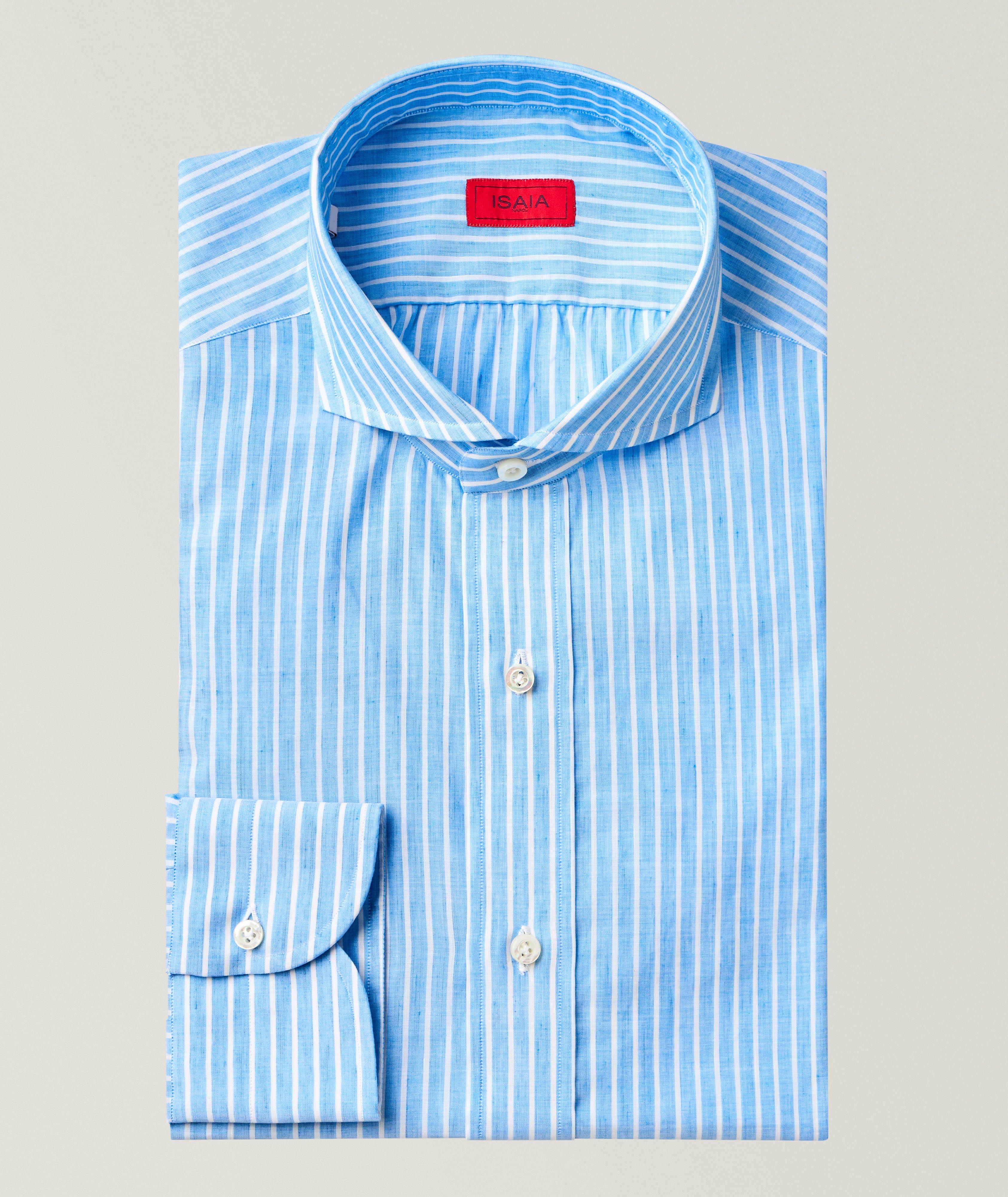 Striped Cotton-Linen Dress Shirt image 0