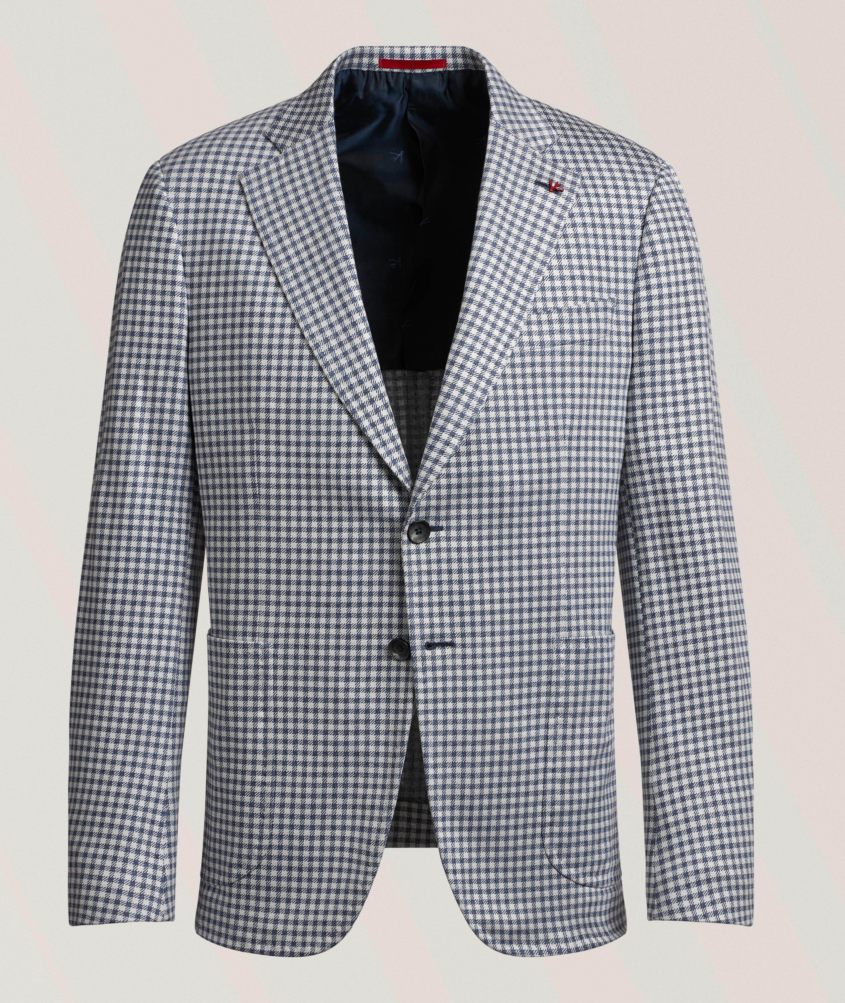 ISAIA BLU/ WHT JRSY GNGHM JKT image 0