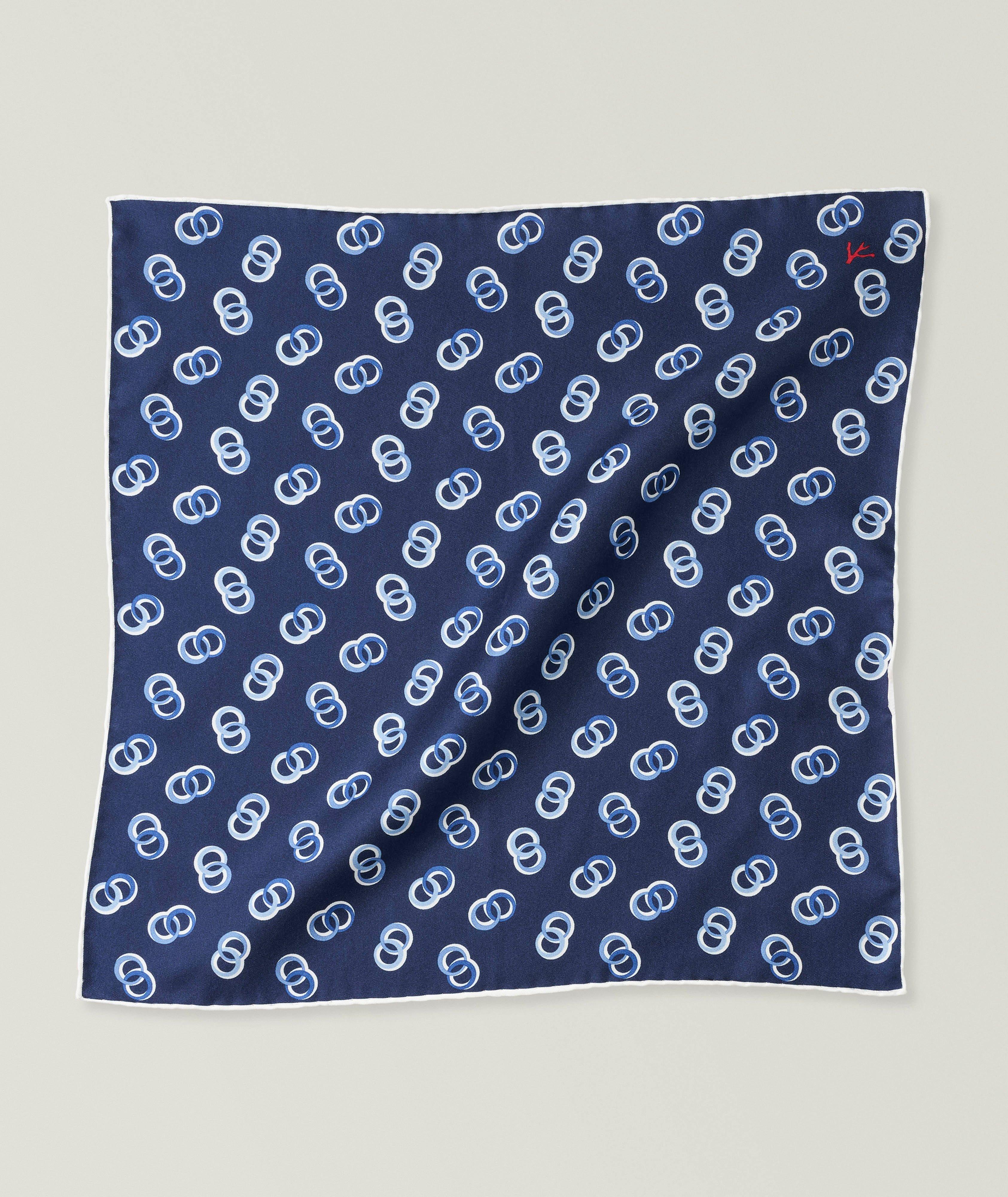 Isaia Circle Link Silk Pocket Square