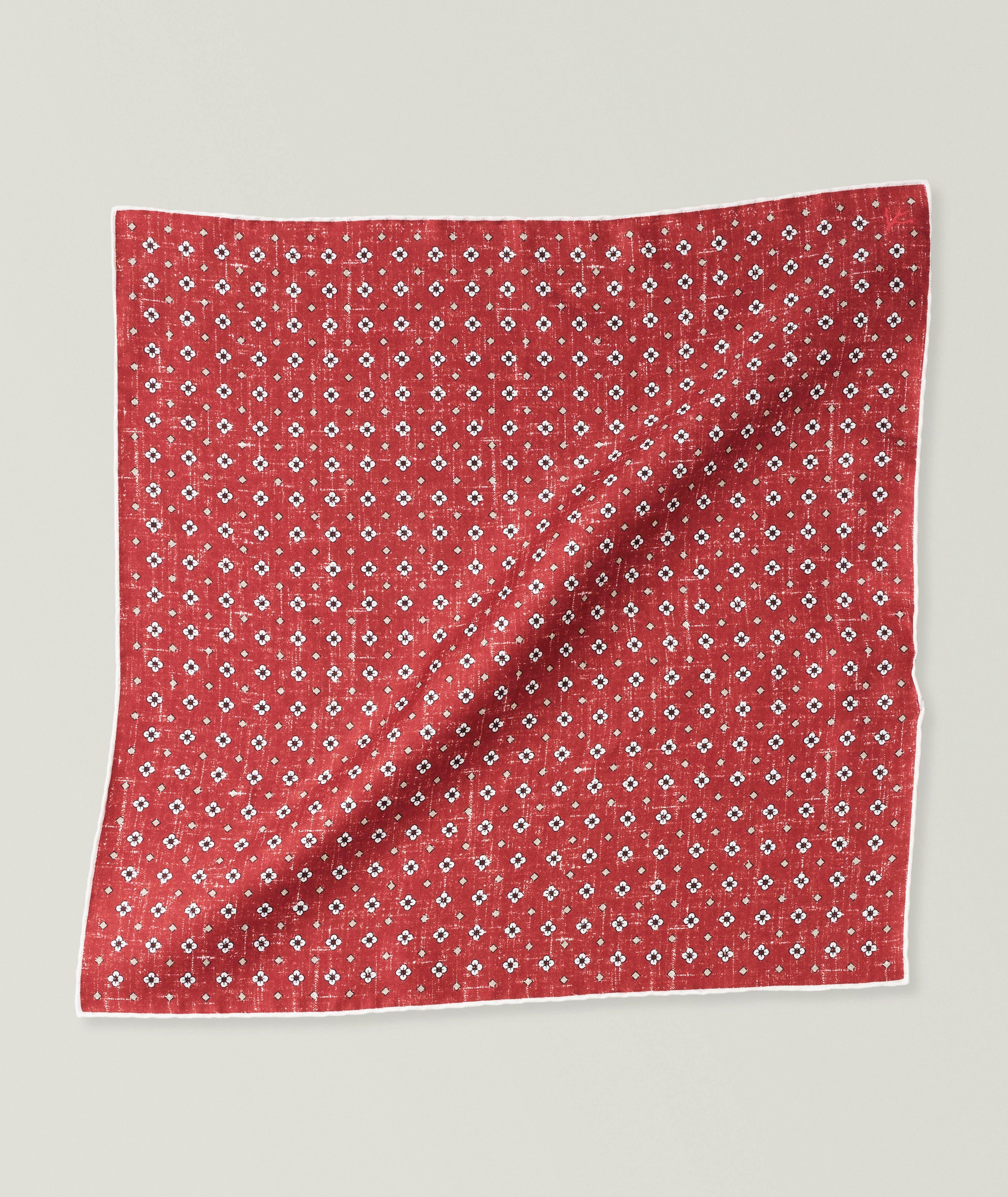 Isaia Floral Silk Pocket Square