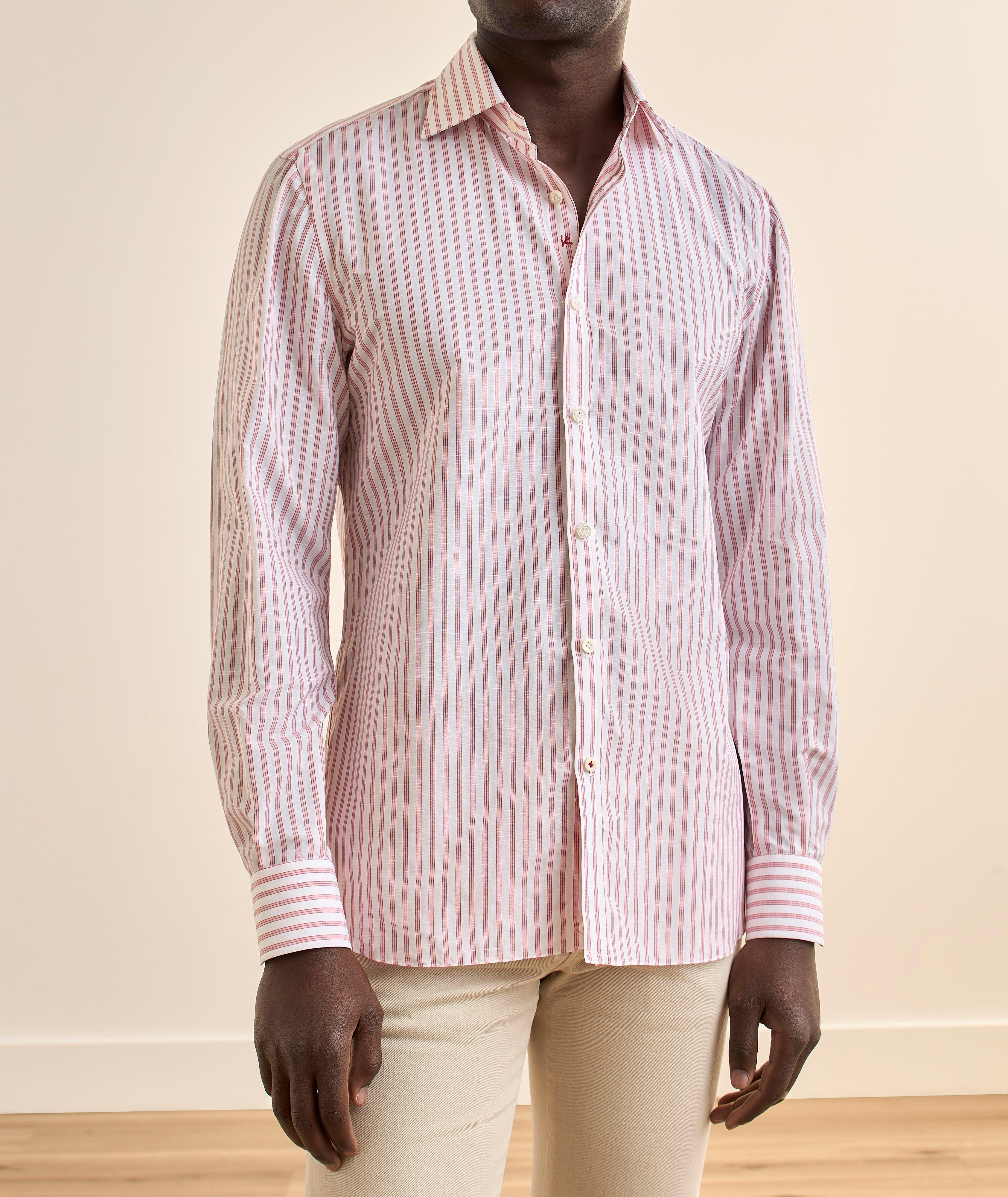 Chemise habillée coton-lin à rayures  image 1